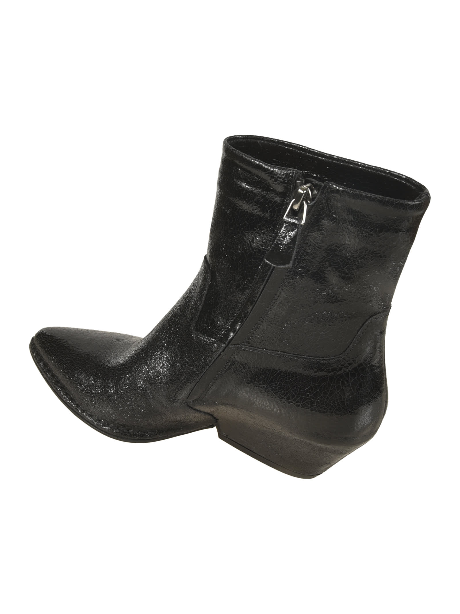 Shop Del Carlo Crack Lame Boots In Black