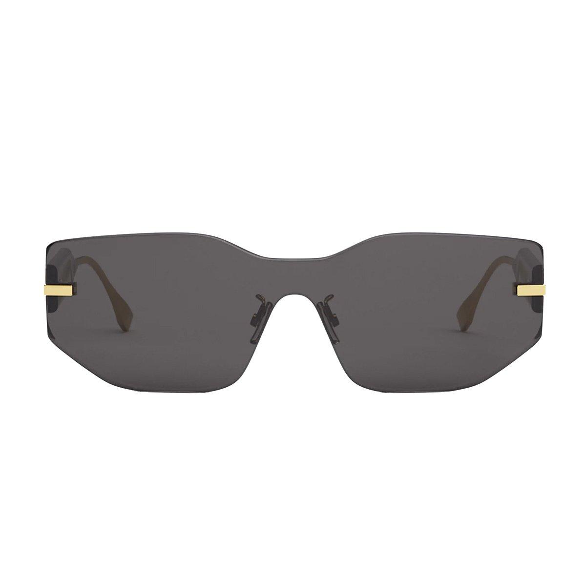 Shop Fendi Shield Frame Sunglasses In 30a - Black