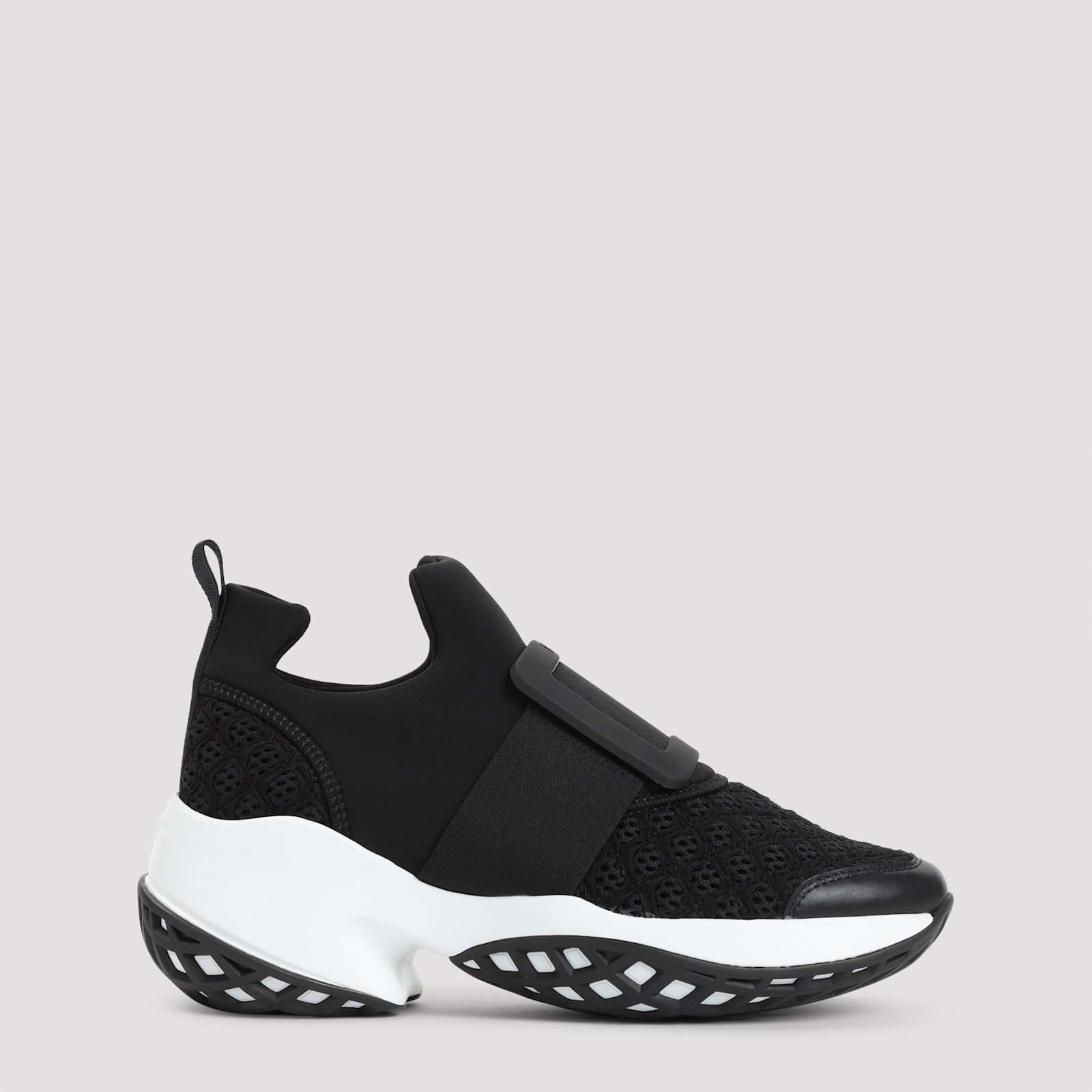 Roger Vivier Crystal-embellished Black Slip-on Sneakers In Animal Print