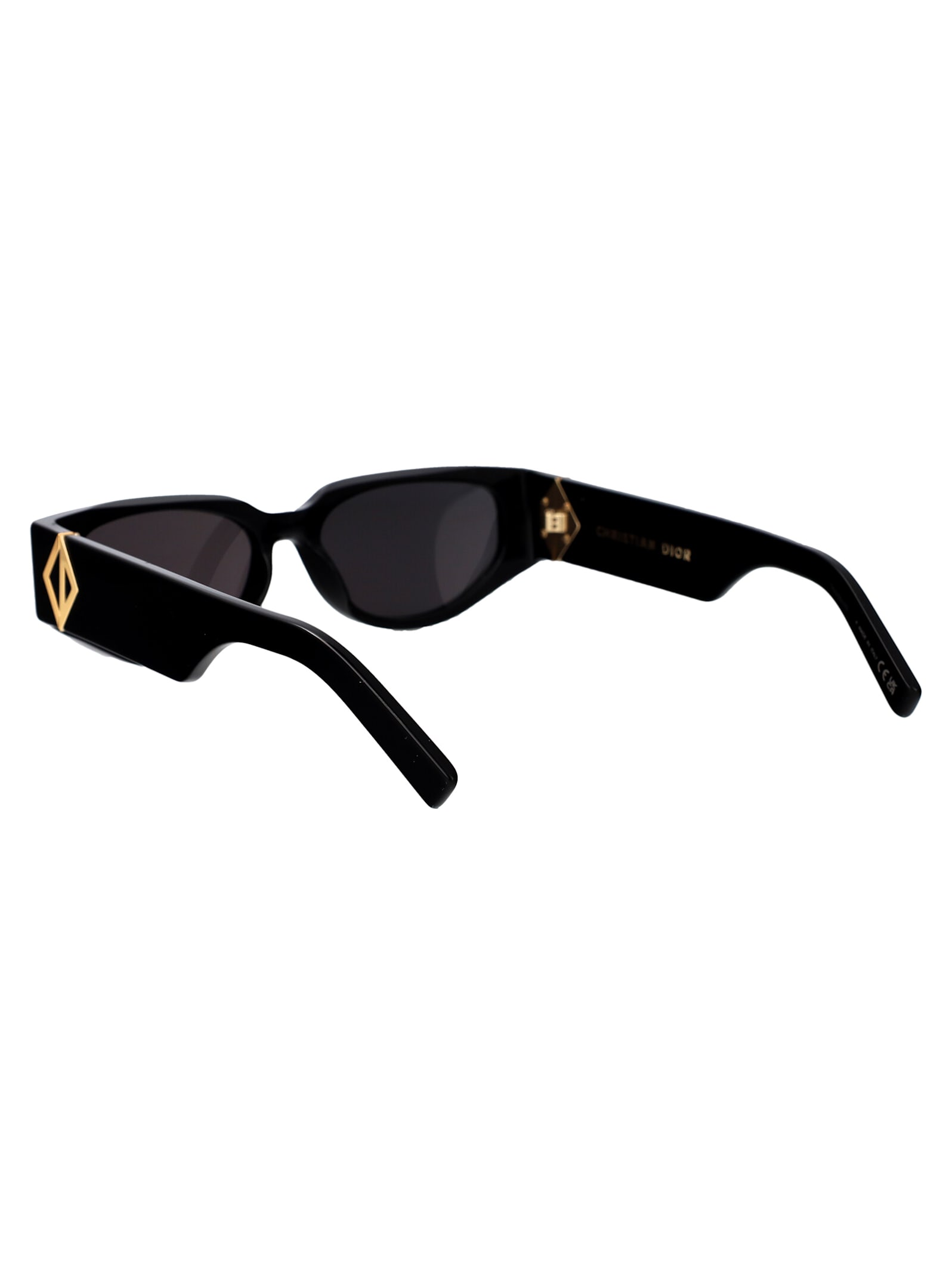 Shop Dior Cd Diamond S7i Sunglasses In 10a0 Shiny Black / Smoke