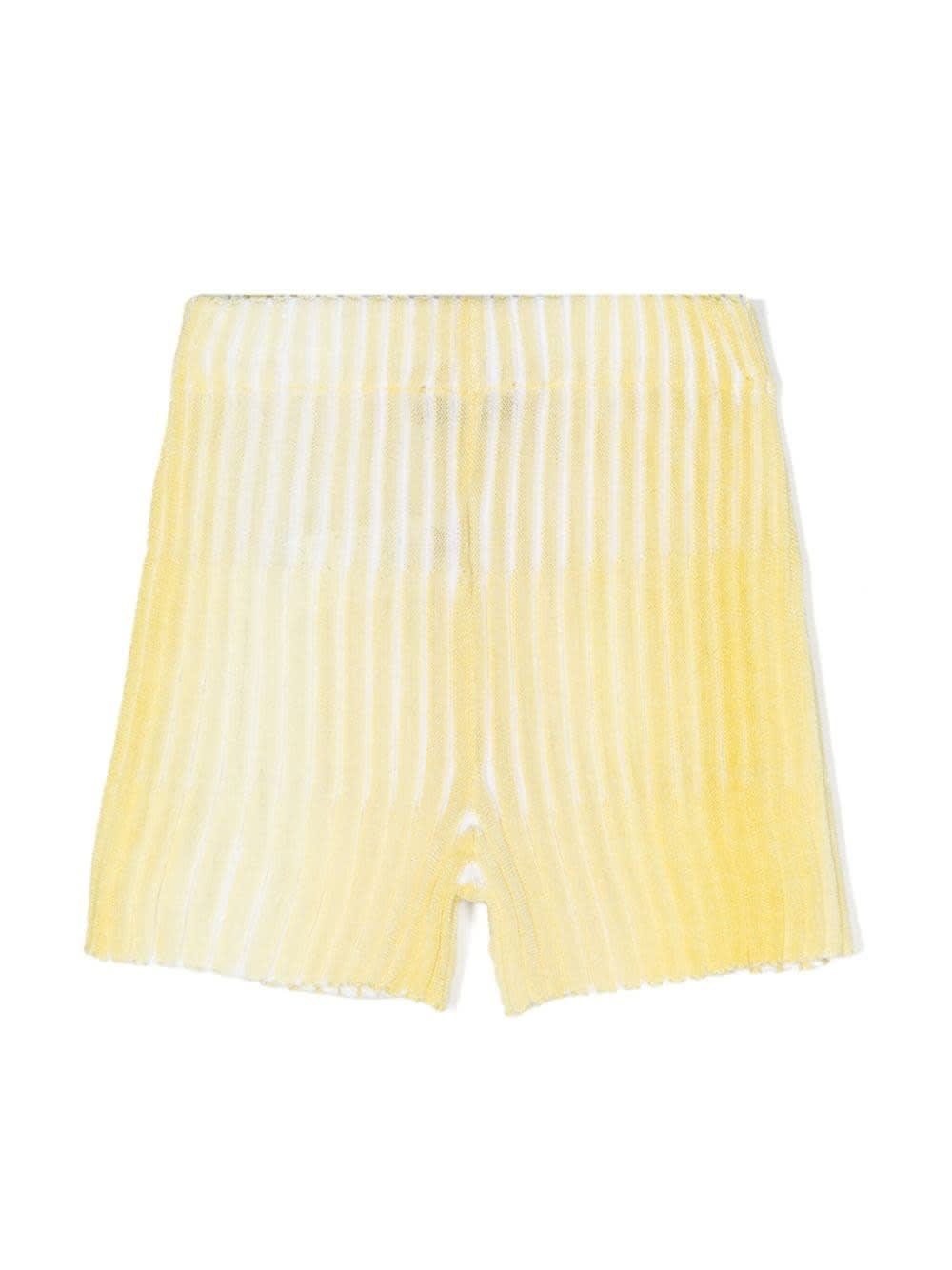 Shop Missoni Yellow Ribbed Knitted Shorts