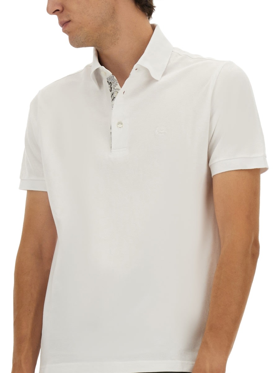Etro Polo Shirt With Embroidered Pegasus In White