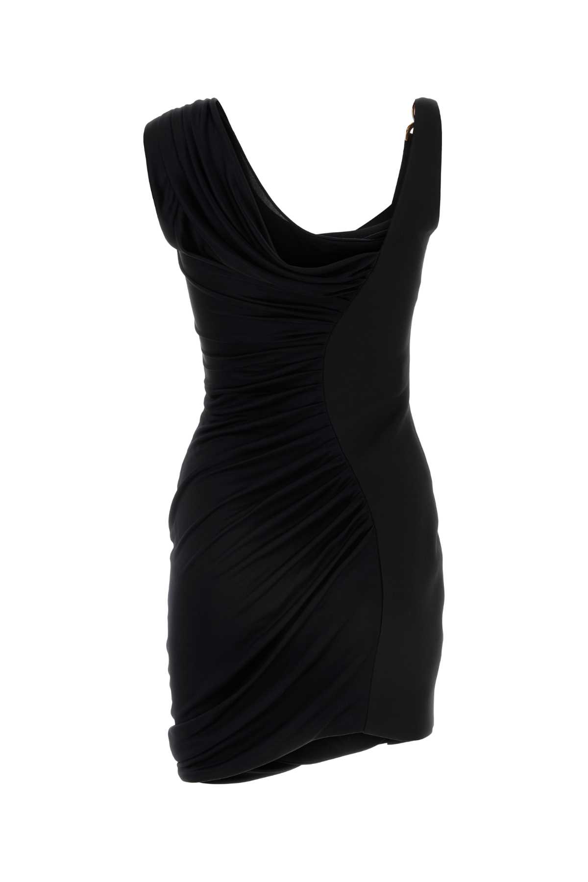 Versace Medusa 95 Mini Draped Dress In Black