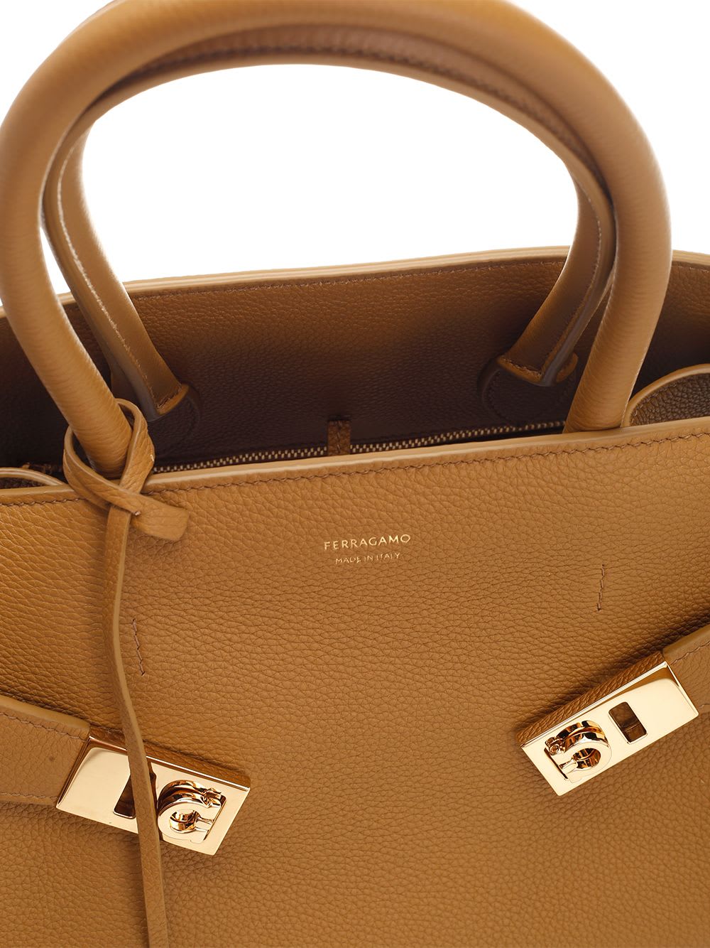 Shop Ferragamo Tote Bag Hug Small In Beige