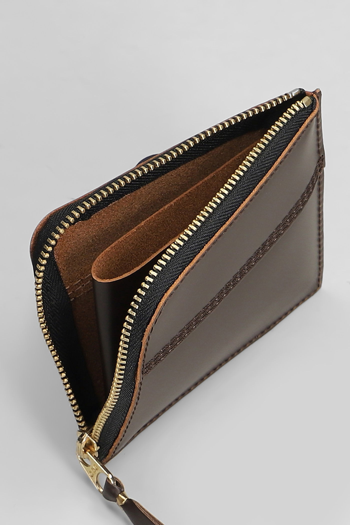 Comme Des Garçons Zip-around Leather Wallet In Brown