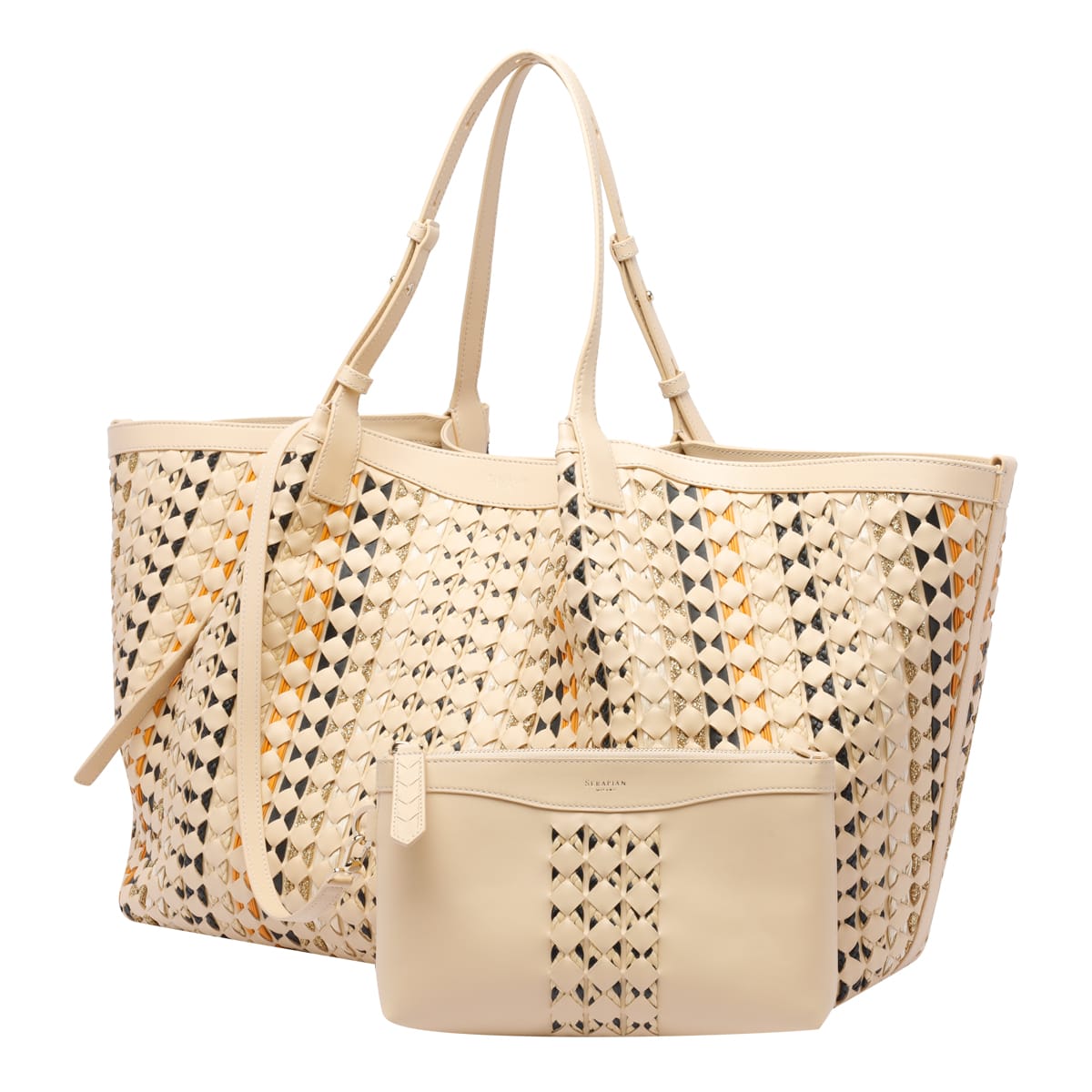 Serapian Maxi Mosaico Secret Tote Bag In Neutral