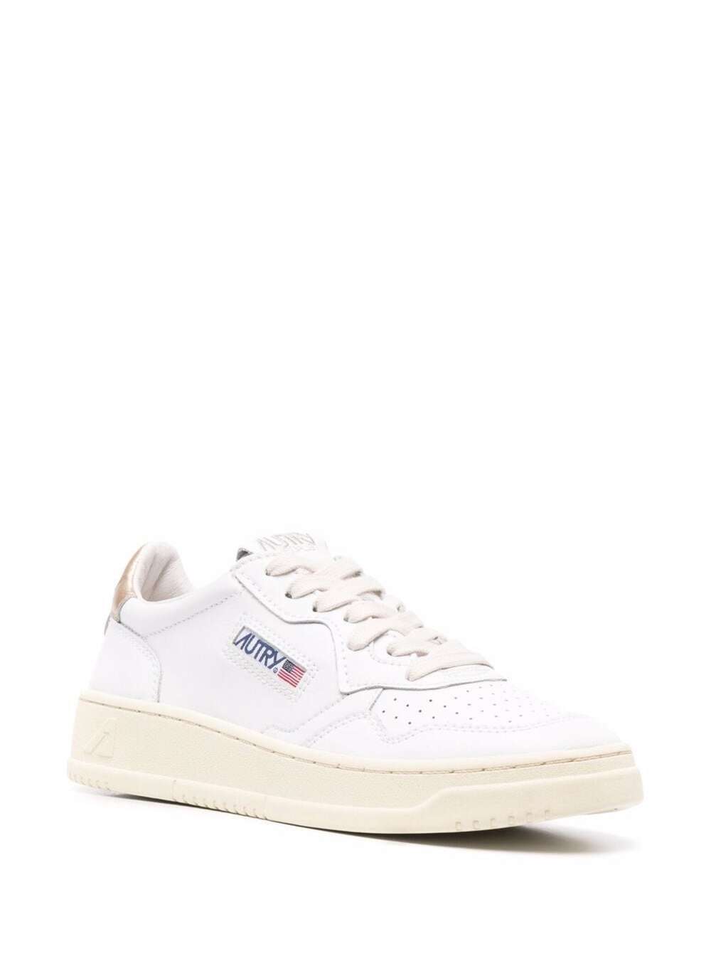 Shop Autry Medalist Low White And Gold Leather Sneakers  Woman