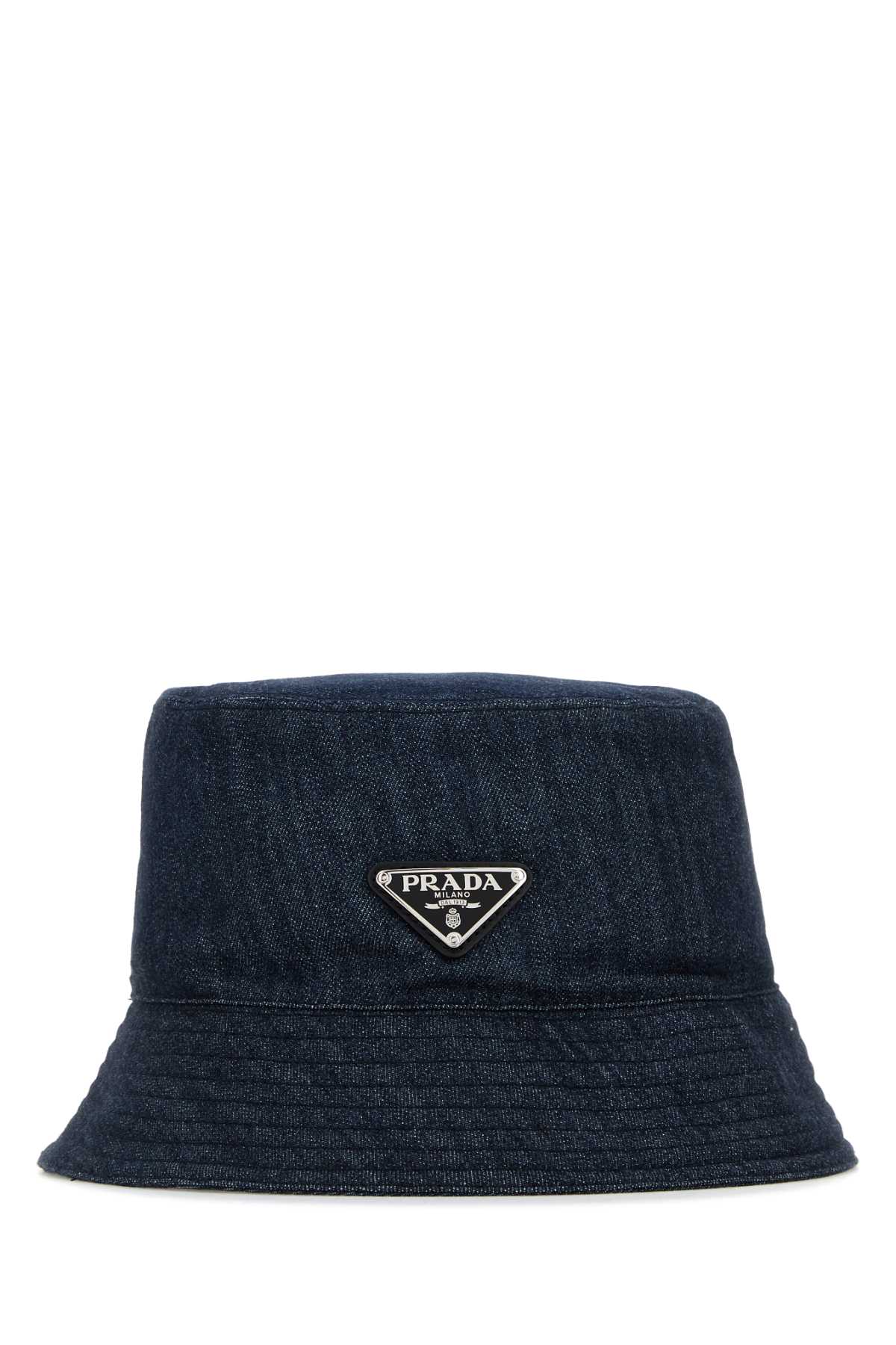 Prada Dark Blue Denim Bucket Hat In Blue