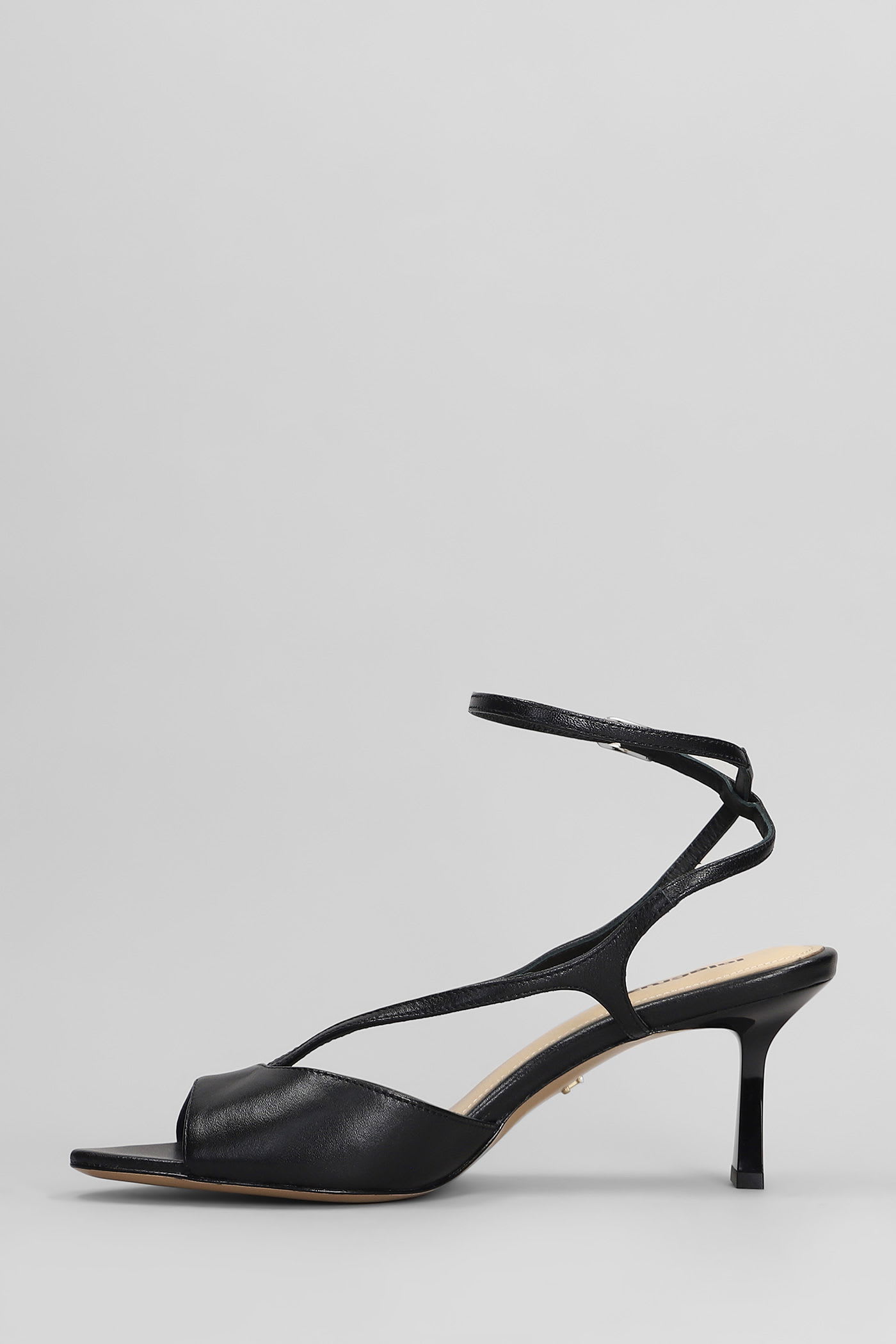 Lola Cruz Streep 65 Sandals In Black Leather In Black