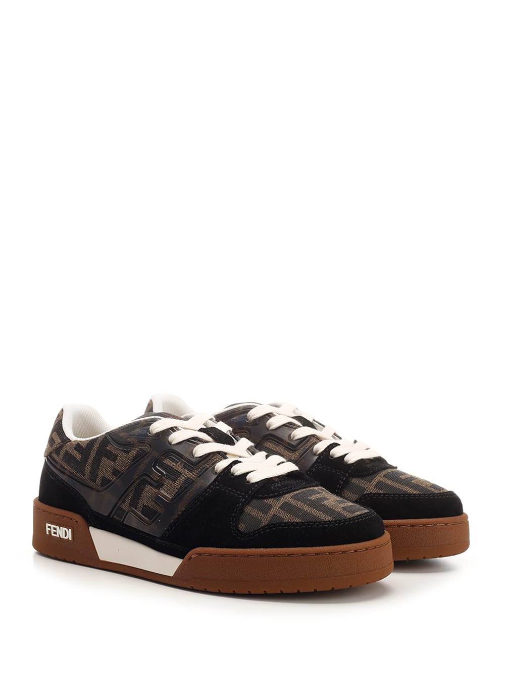Shop Fendi Match Sneakers In Granit+avo.tort+amid