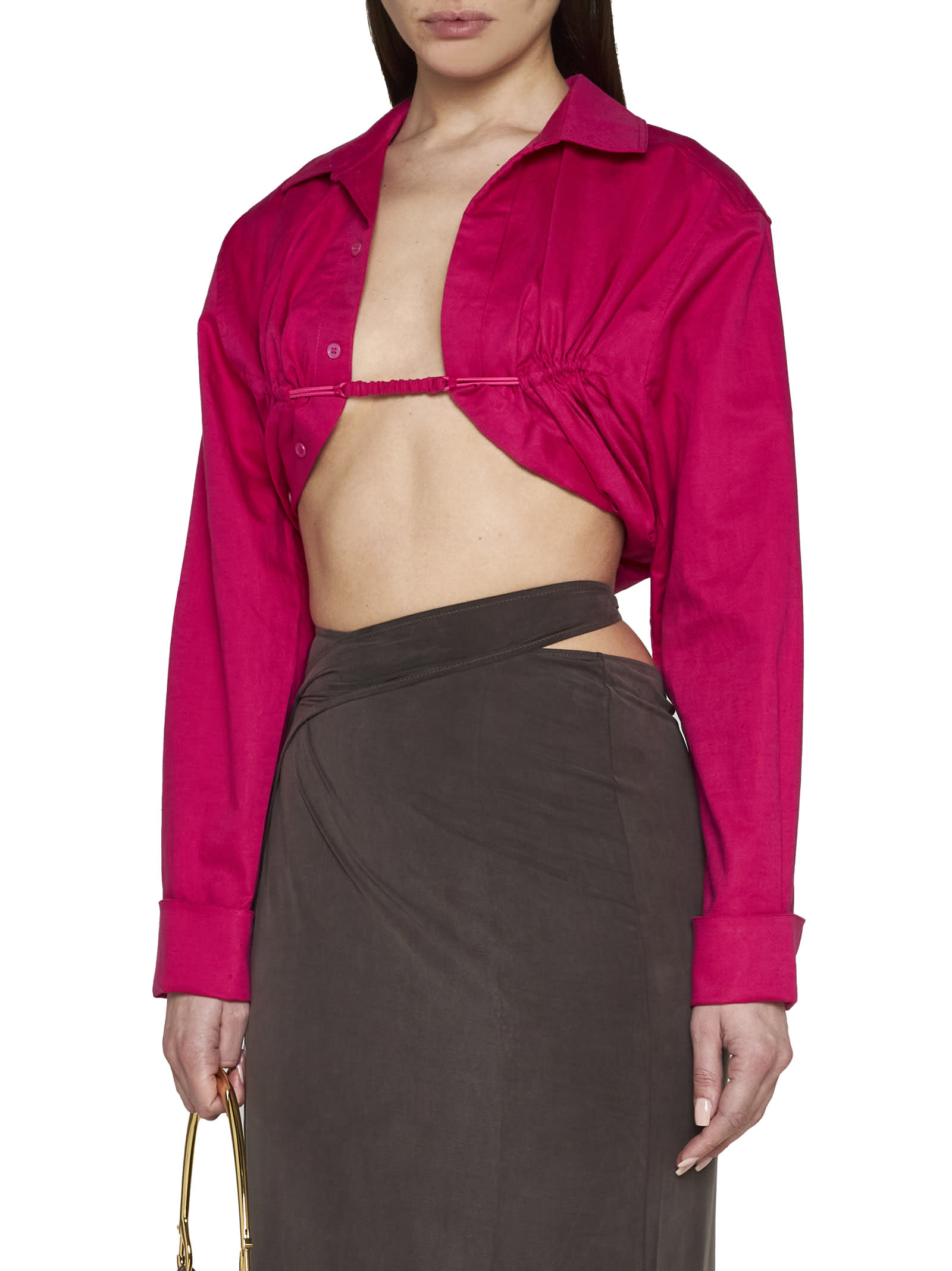 Jacquemus Machou Cotton And Linen Shirt In Pink