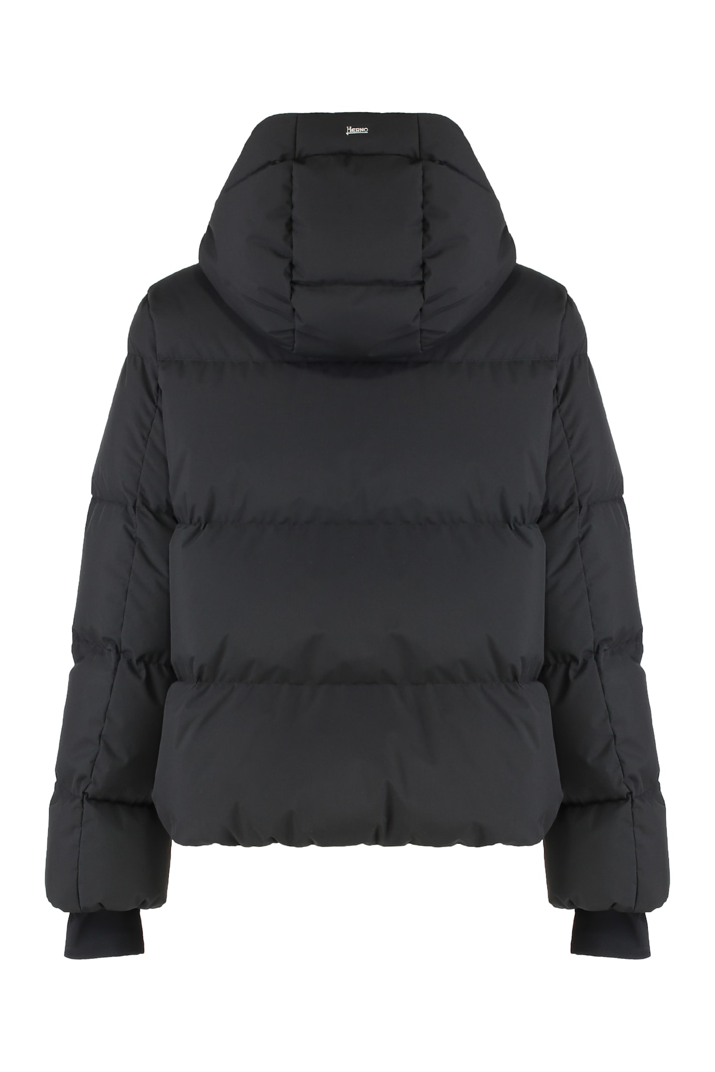 Herno Short Down Jacket With Hood In Black