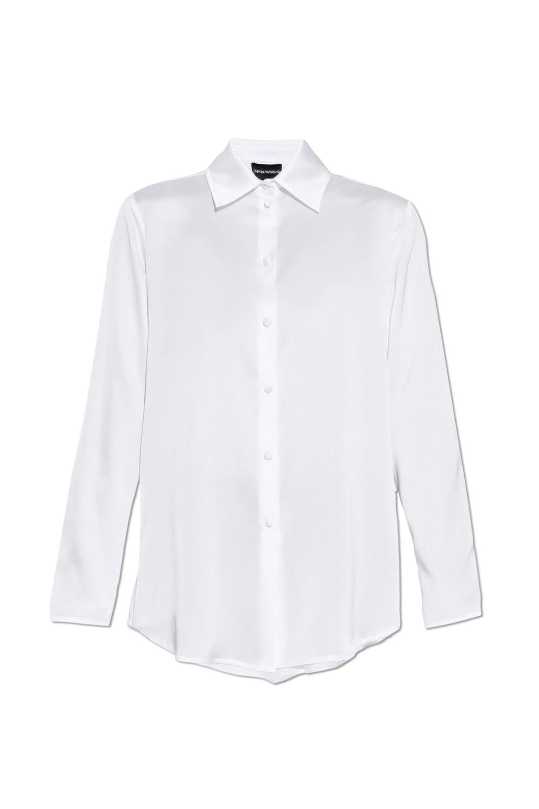 Shop Emporio Armani Satin Shirt In Bianco Caldo