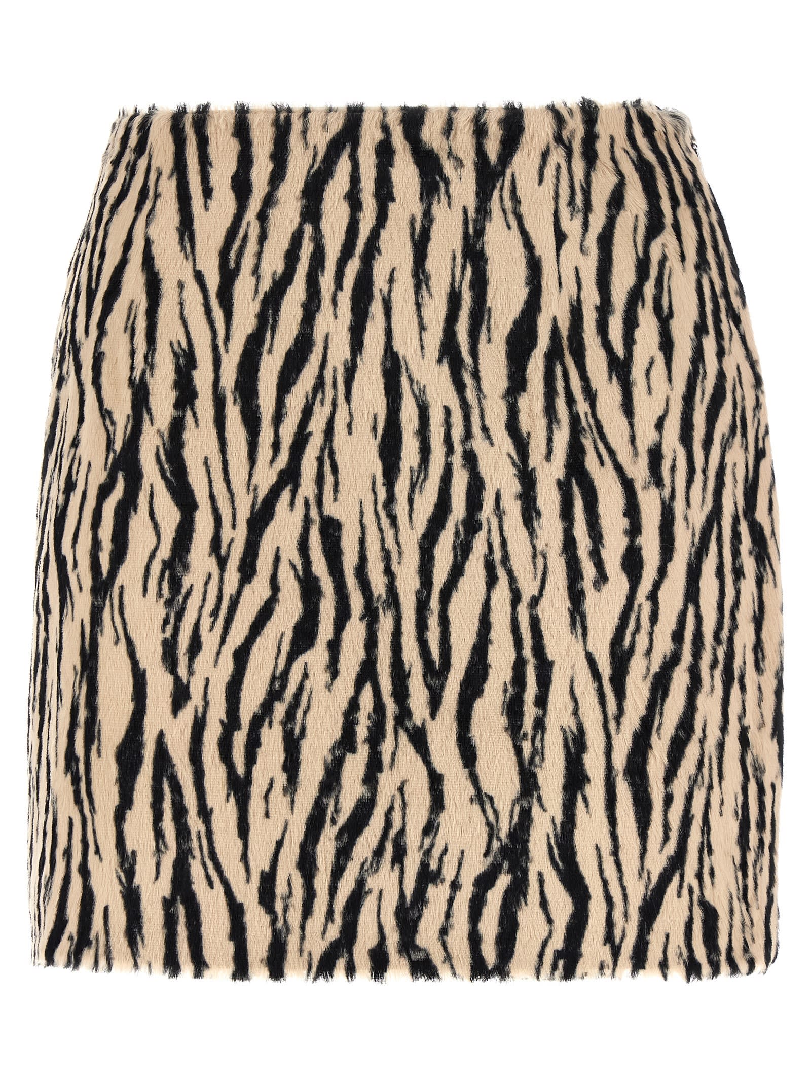 printed Faux Fur Skirt