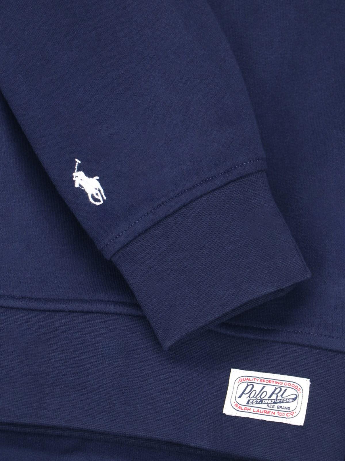 Shop Polo Ralph Lauren Logo Hoodie Fleece In Navy