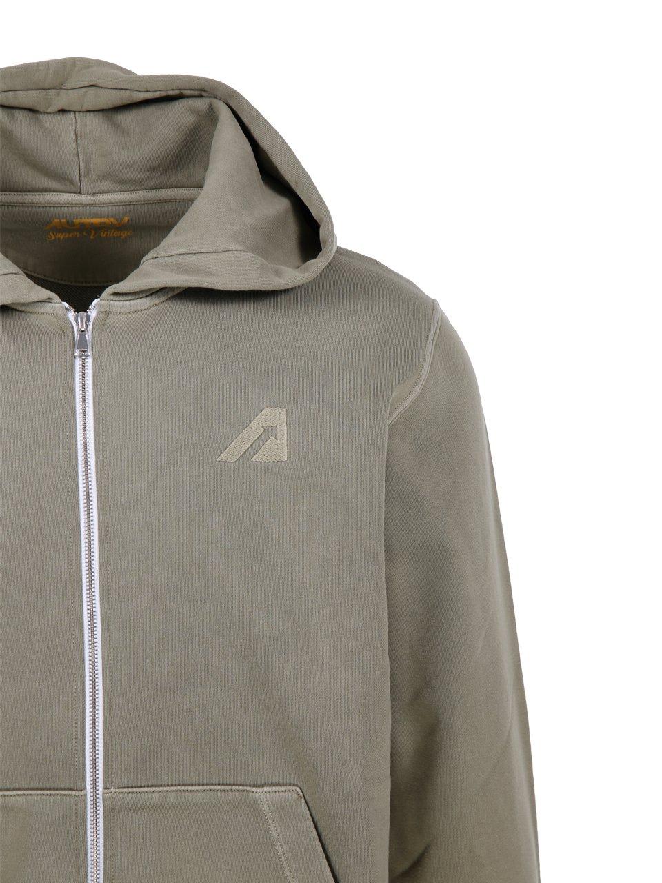 Shop Autry Zip-up Long-sleeved Hoodie In Grey