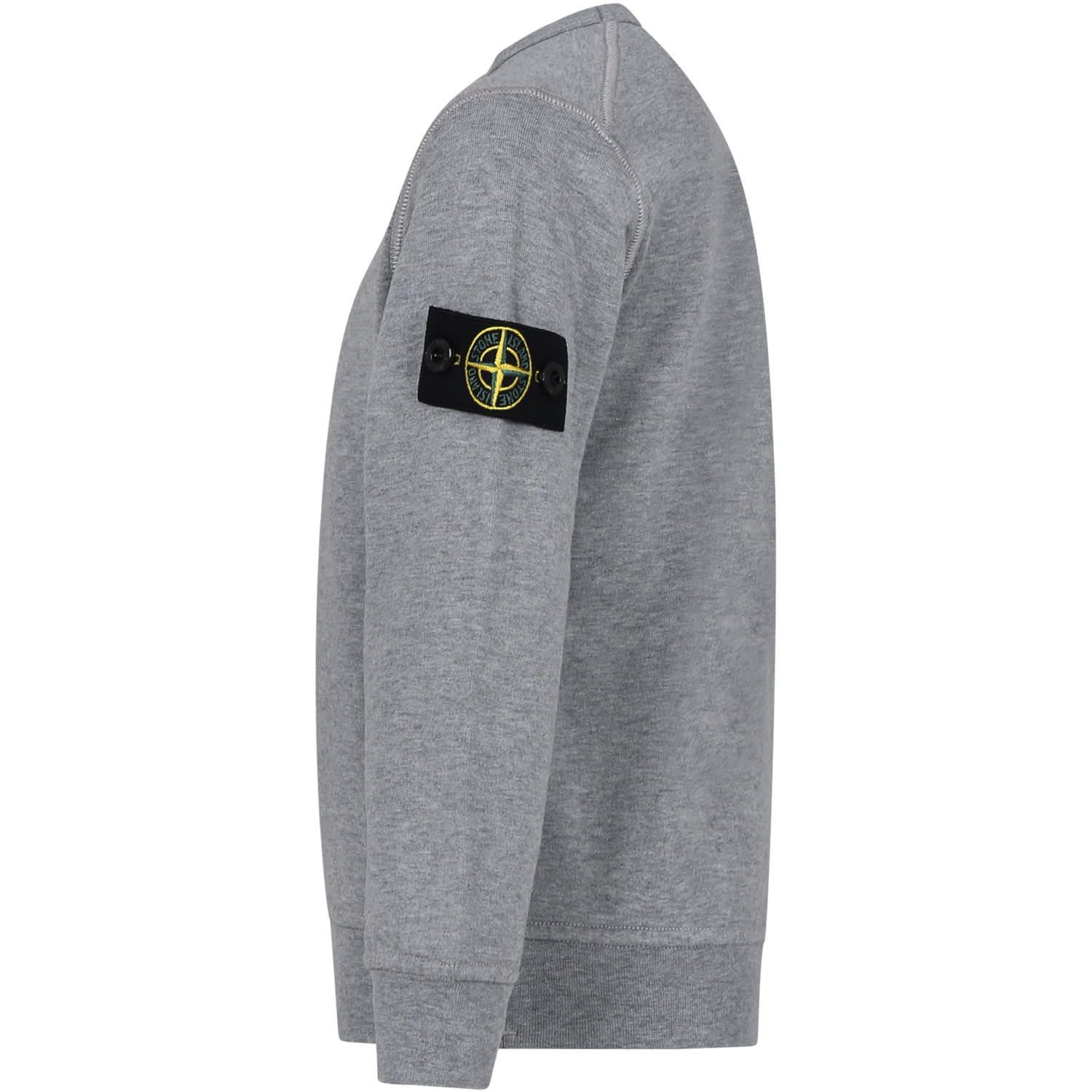 Shop Stone Island Junior Grey Sweatshirt For Boy With Iconic Logo