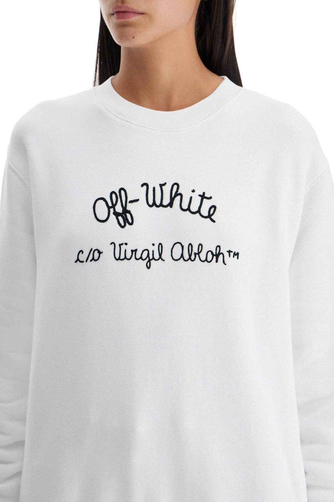 Shop Off-white Crewneck Long-sleeved Sweatshirt In White/black