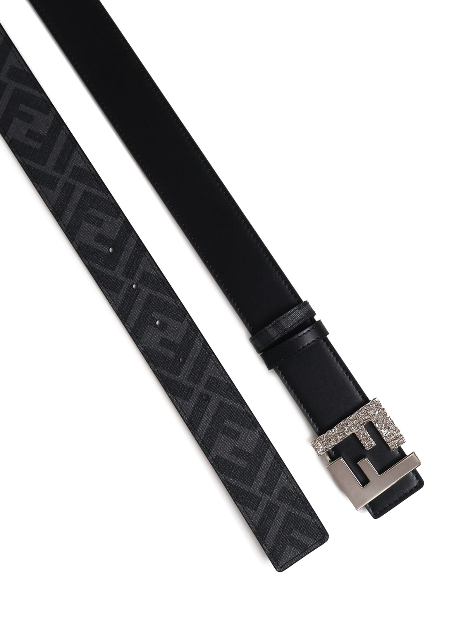 Shop Fendi Squared Ff Belt In Black