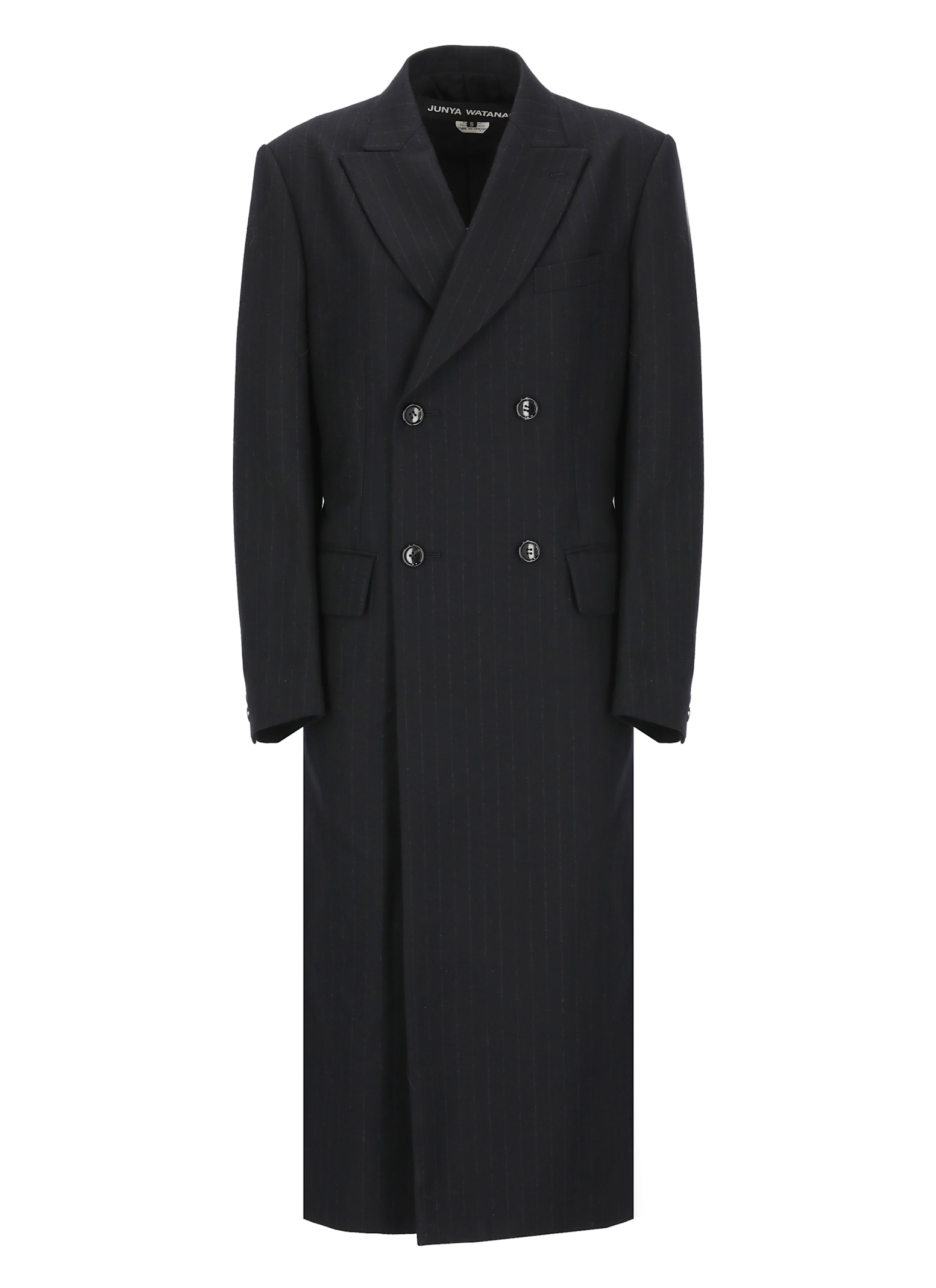 Junya Watanabe Wool Double Breasted Coat In Black