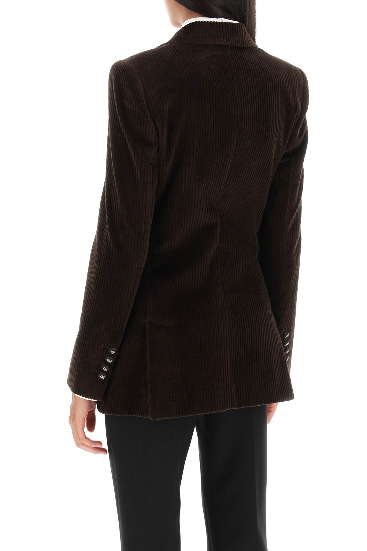 Shop Dolce & Gabbana Double-breasted Corduroy Jacket In Marrone Scuro 3 (brown)