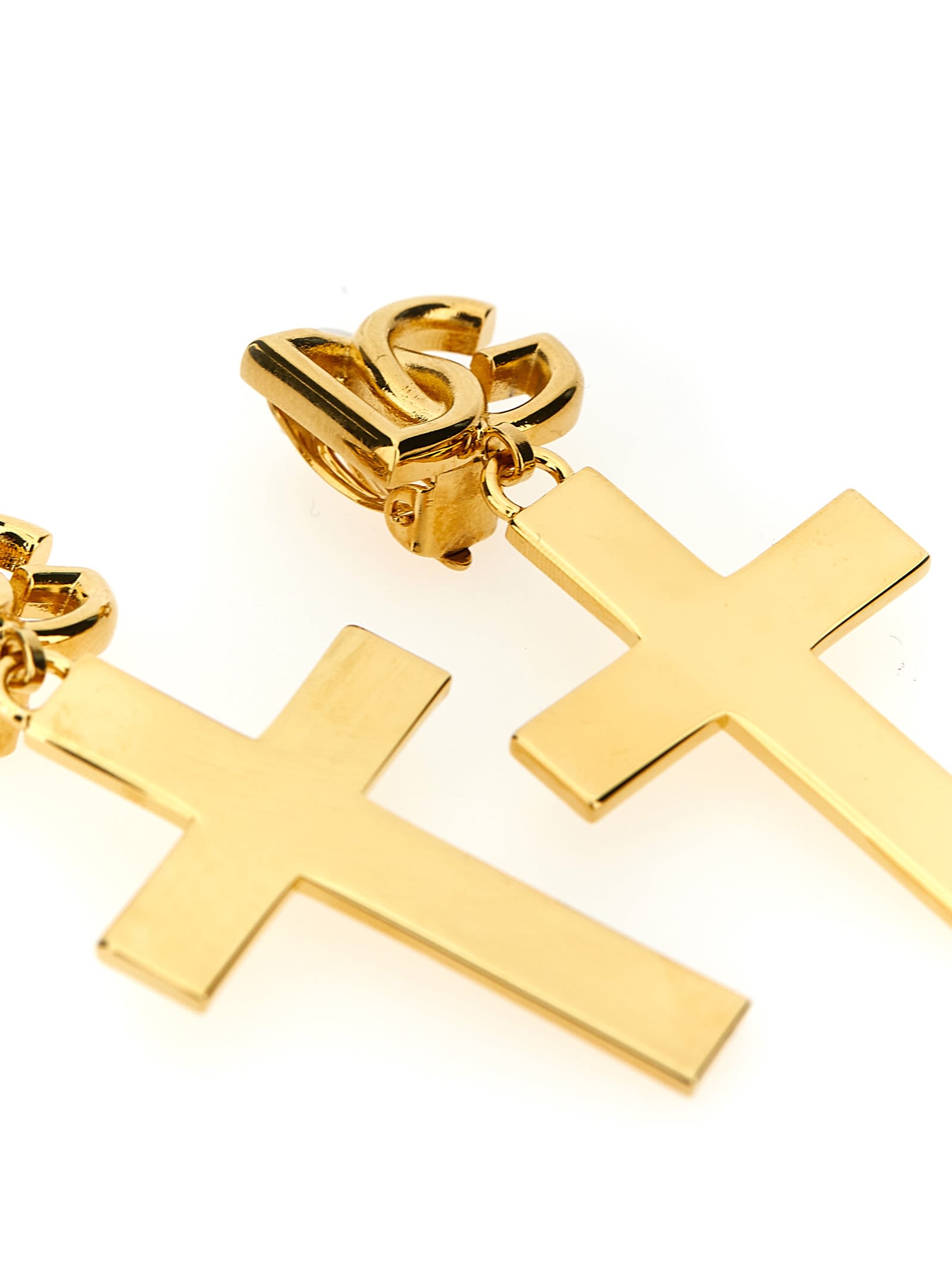 Shop Dolce & Gabbana Cross Logo Earrings In Gold