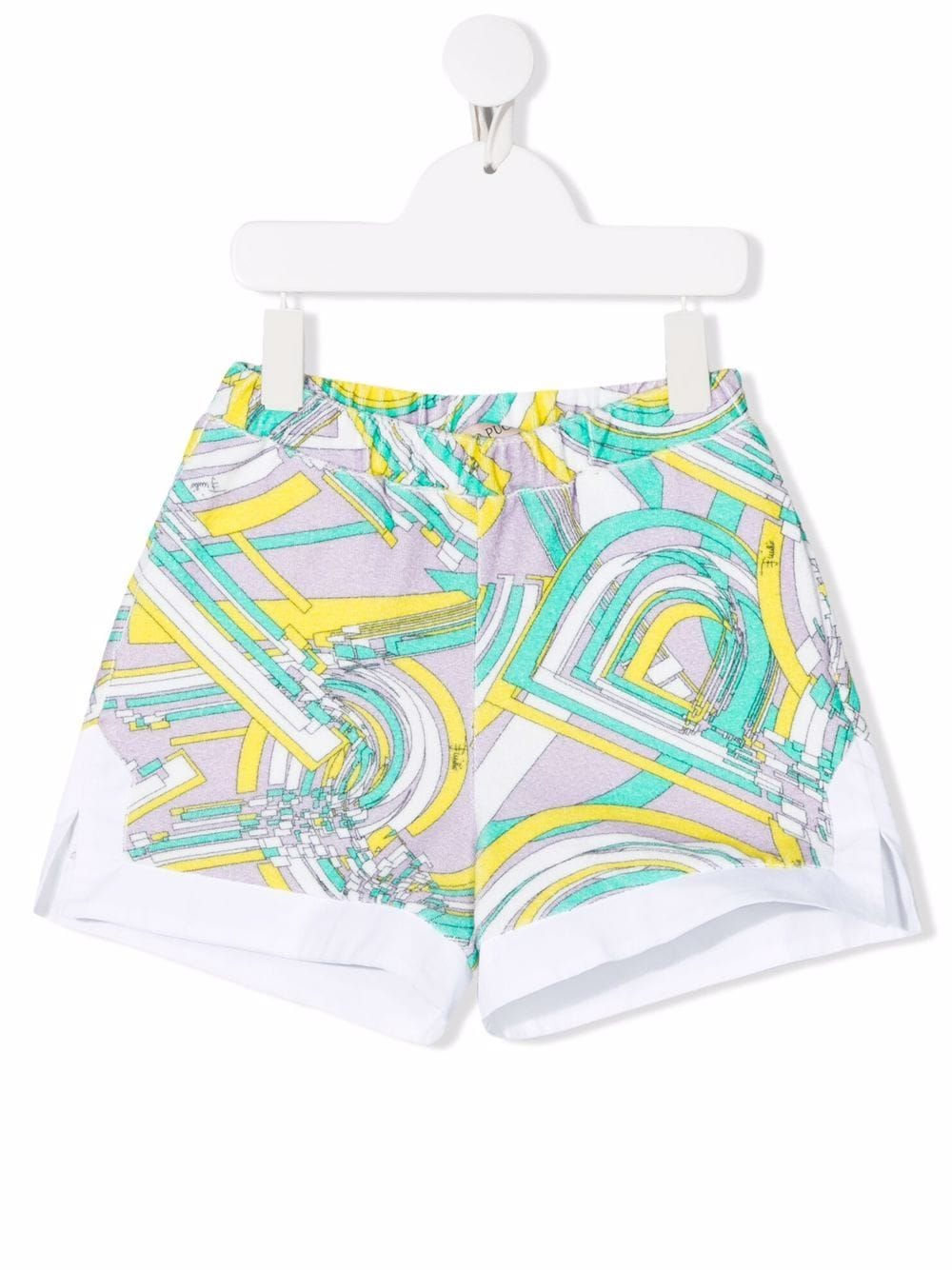 Emilio Pucci Kids Lilac Sports Shorts With Insert Decorated With Yellow And Teal Print