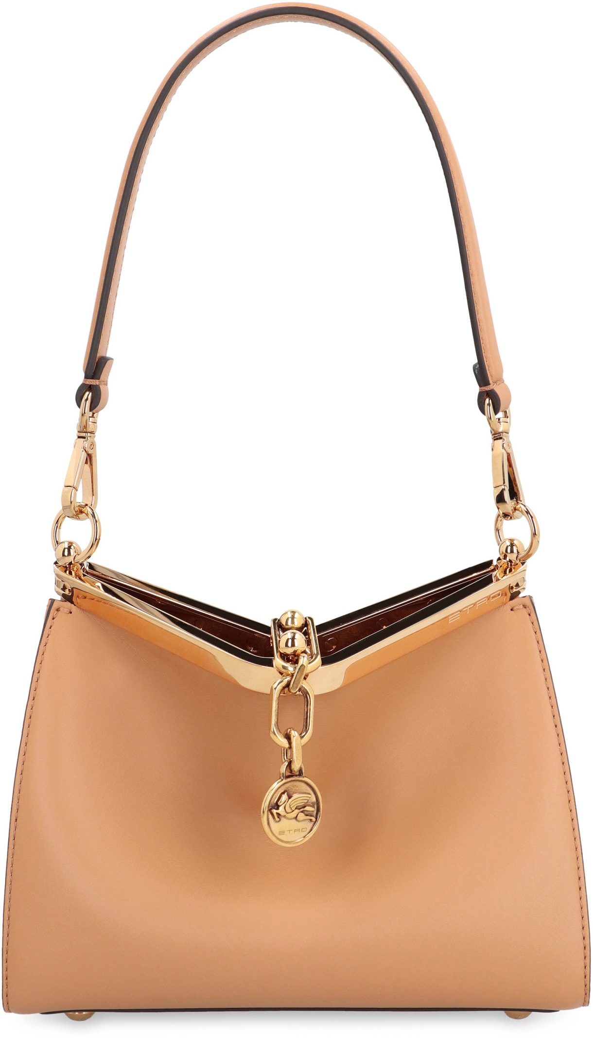 Etro Vela Mini Leather Shoulder Bag In Saddle Brown