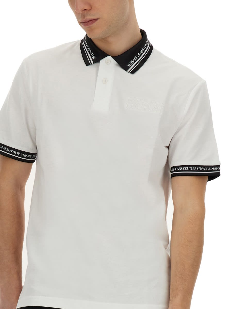 Shop Versace Jeans Couture Monogram Polo In White