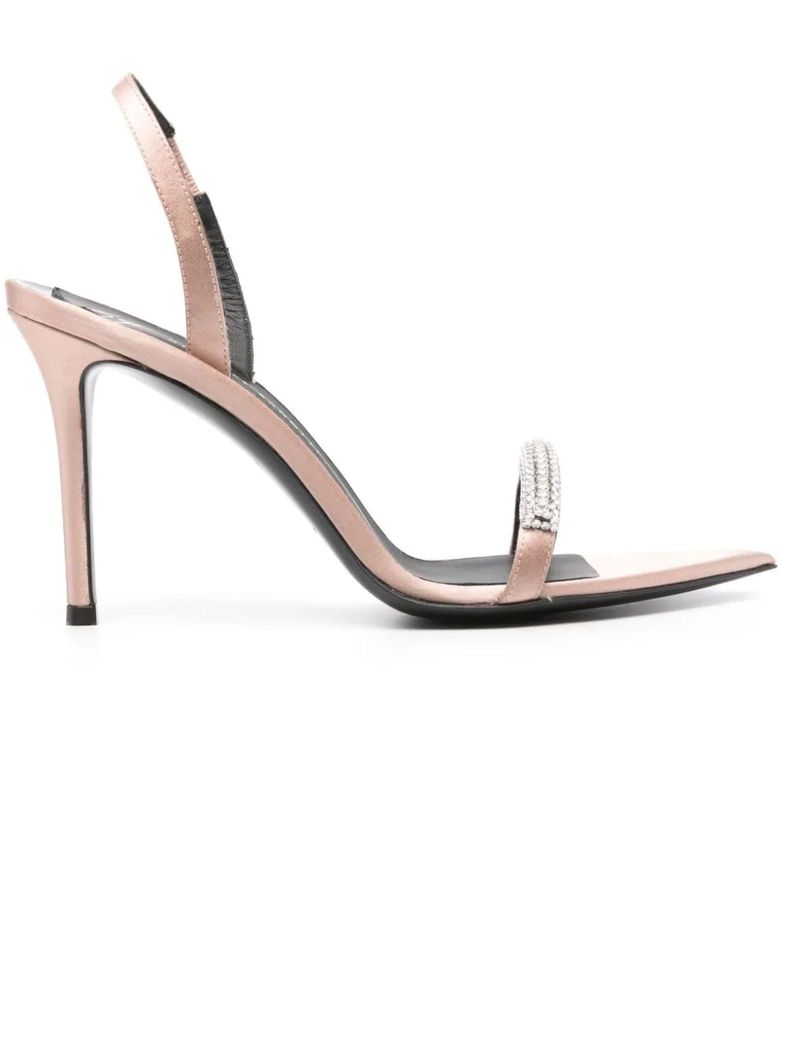 Shop Giuseppe Zanotti Powder Pink Satin Slingback Sandals