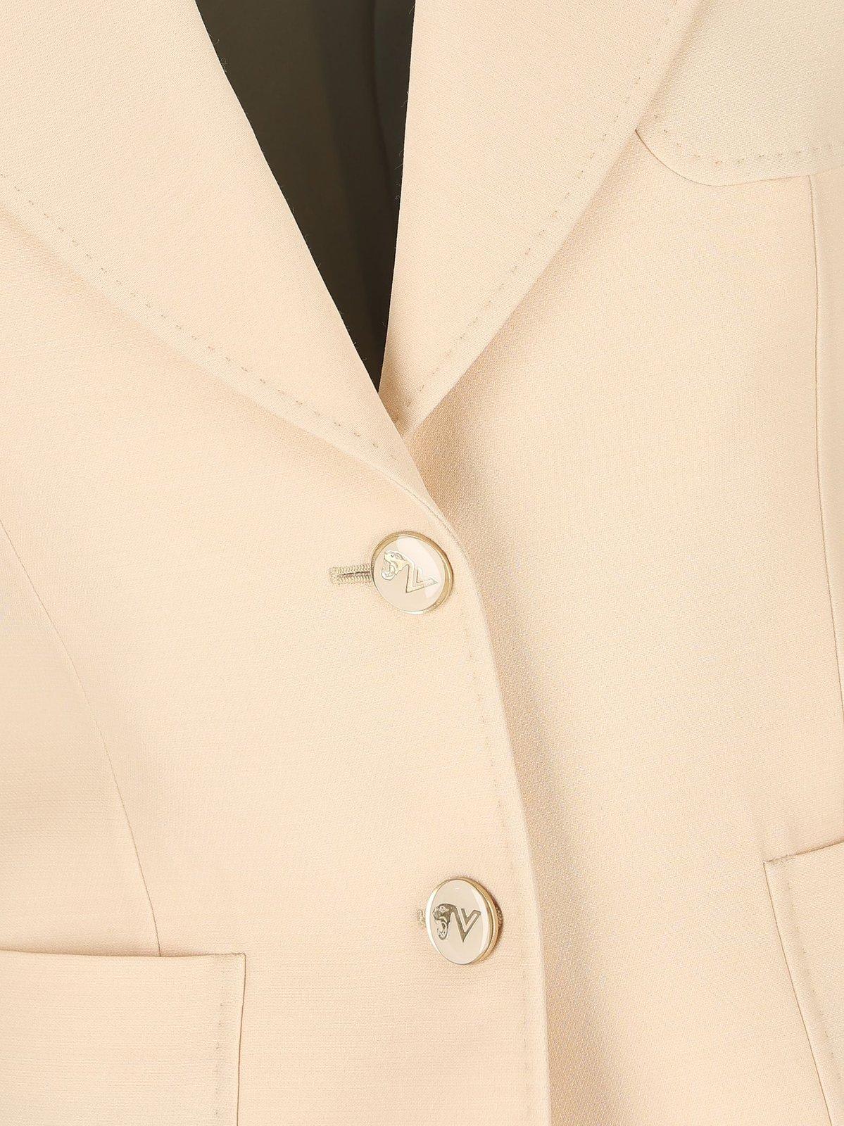 Valentino Single-breasted Long-sleeved Blazer In Betulla