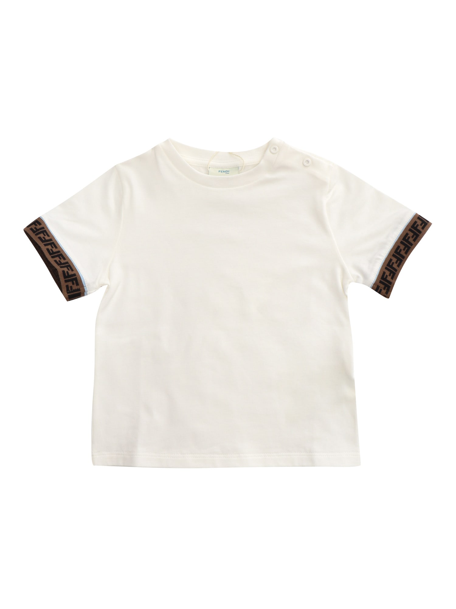 Fendi Babies' Ff Edges T-shirt In White