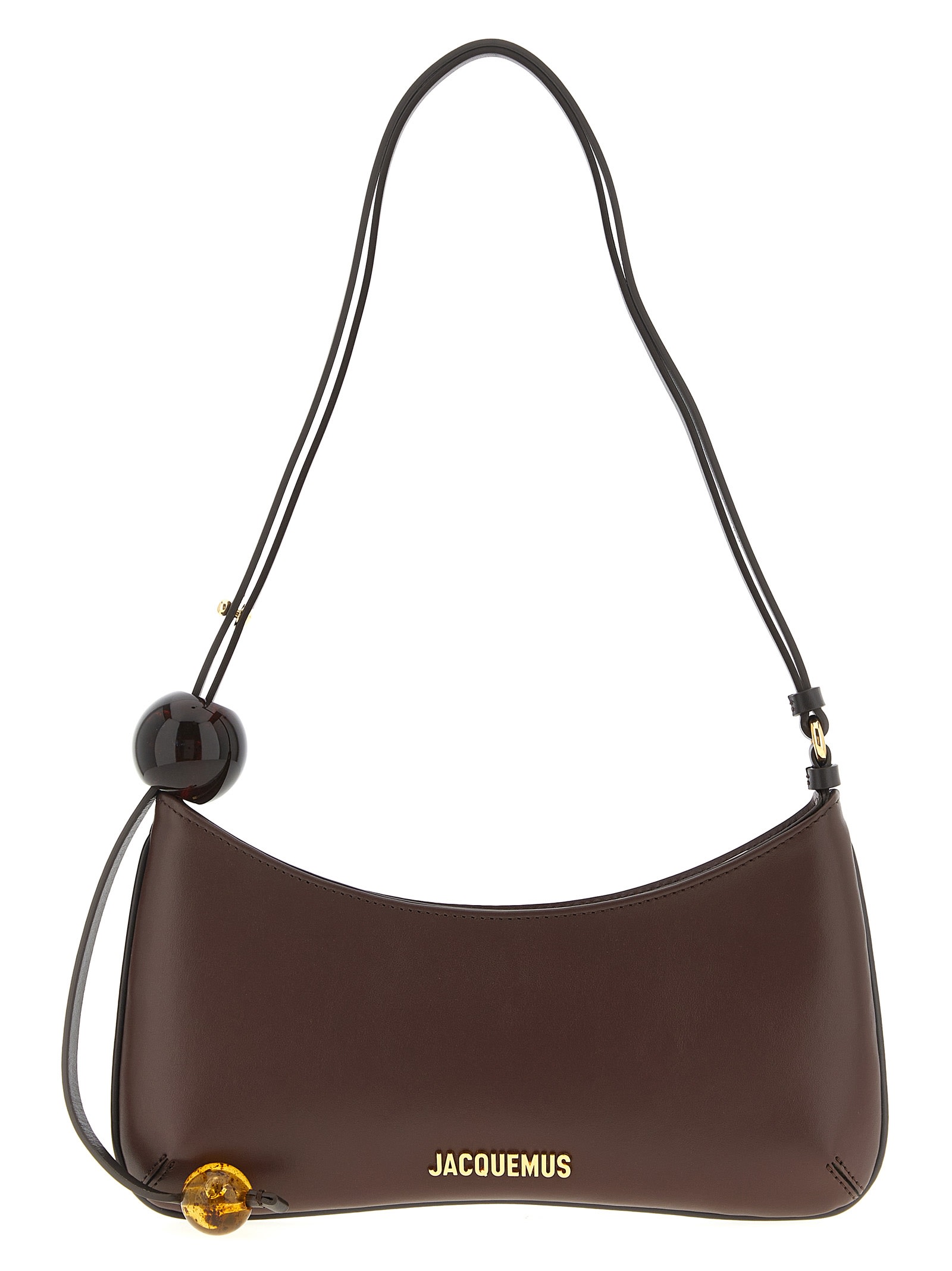 Jacquemus Womens Le Bisou Perle Leather Shoulder Bag Medium Brown In Brown