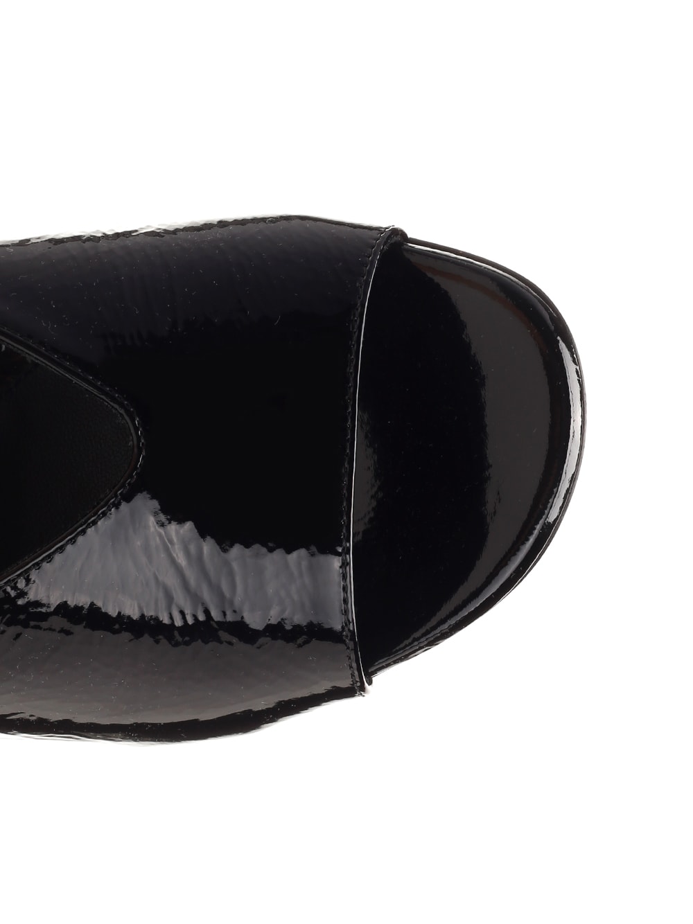 Shop Alexander Mcqueen Lacquered Leather Mules In Black