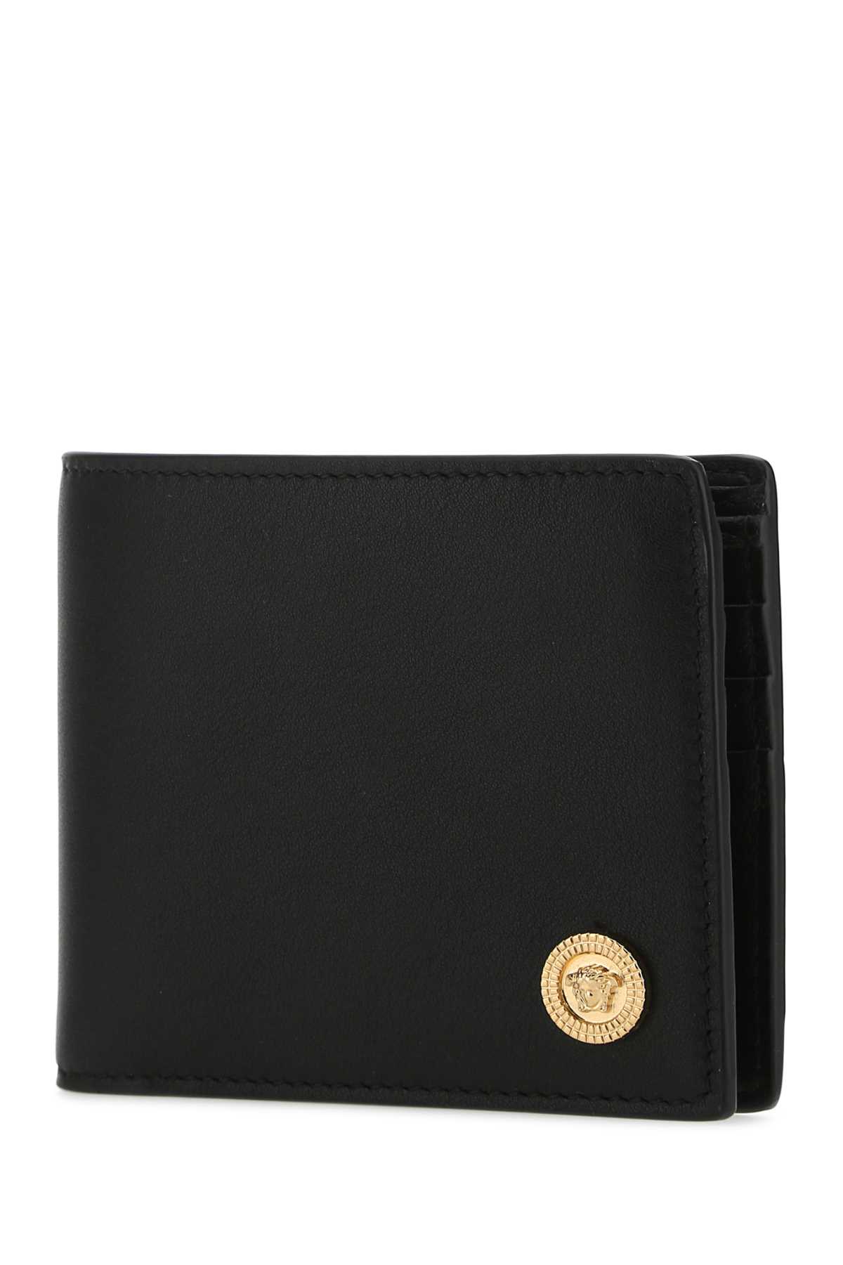 Shop Versace Black Leather Wallet In 1b00v