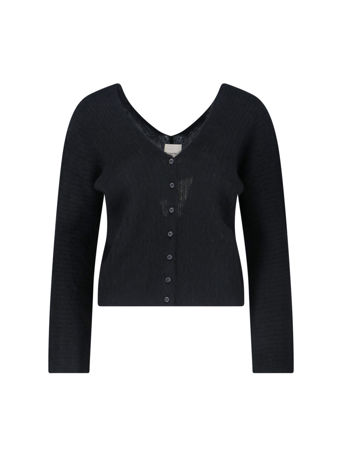 Calvin Klein Cardigan In Mixed Alpaca In Black