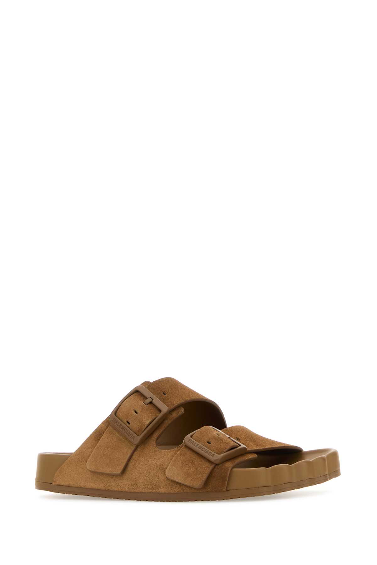 Balenciaga Camel Suede Sunday Slippers In Brown