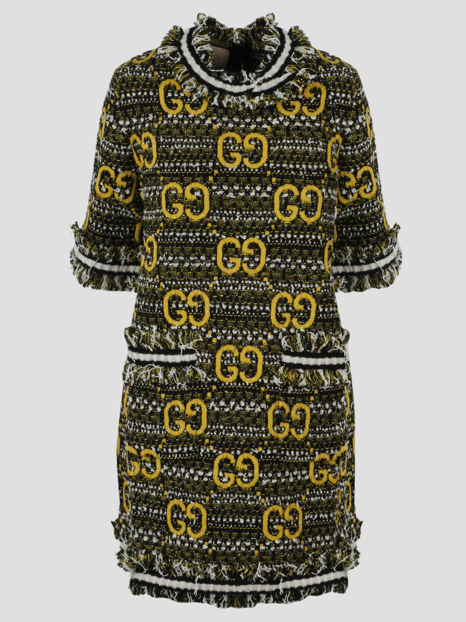 GUCCI WOOL MOHAIR GG DRESS