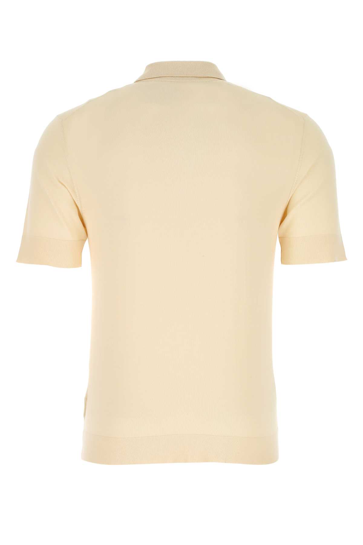 Shop Pt01 Sand Cotton Blend Polo Shirt In 0015