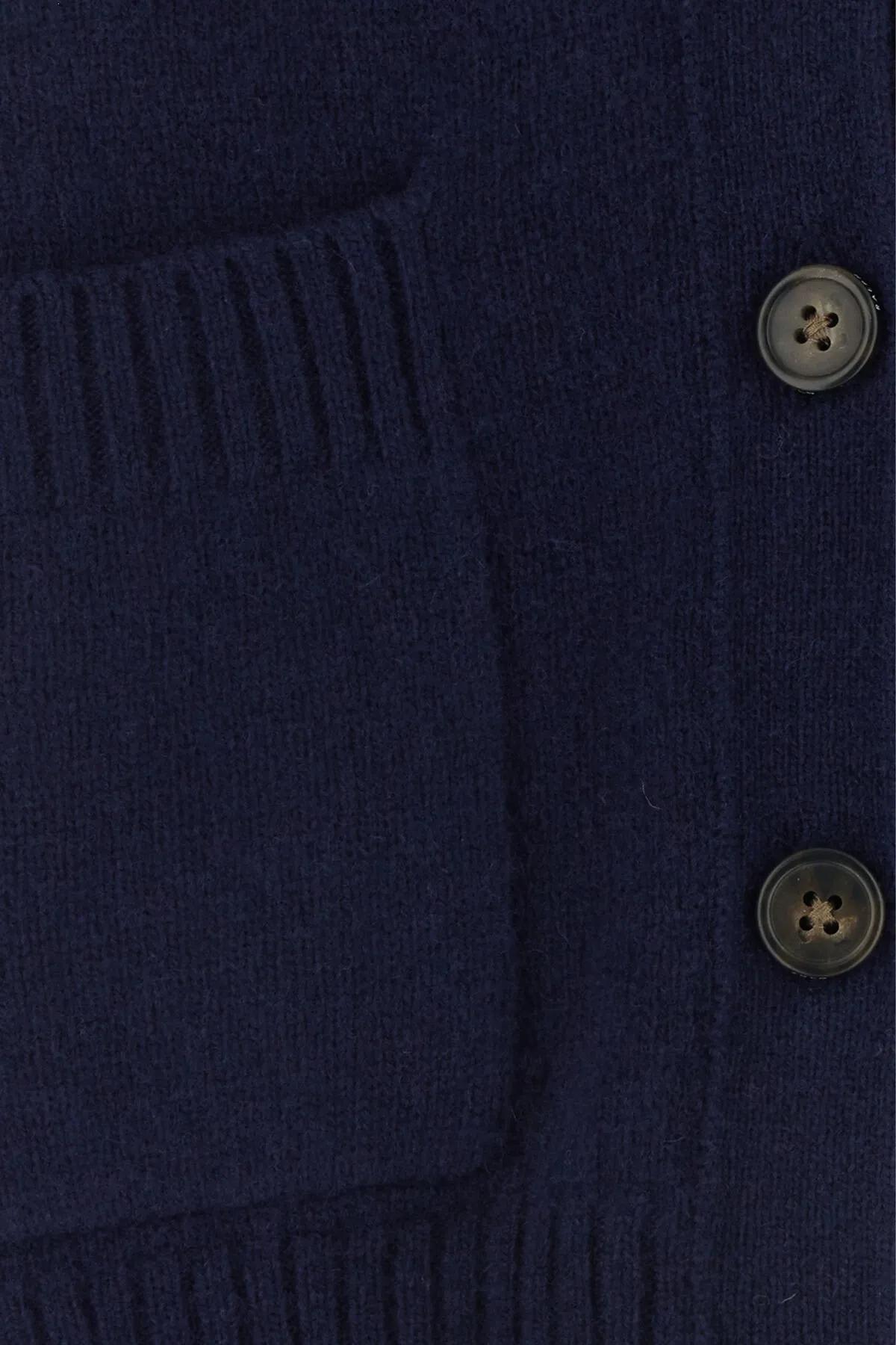 Shop Ralph Lauren Navy Blue Wool Blend Cardigan In Hunter Navy