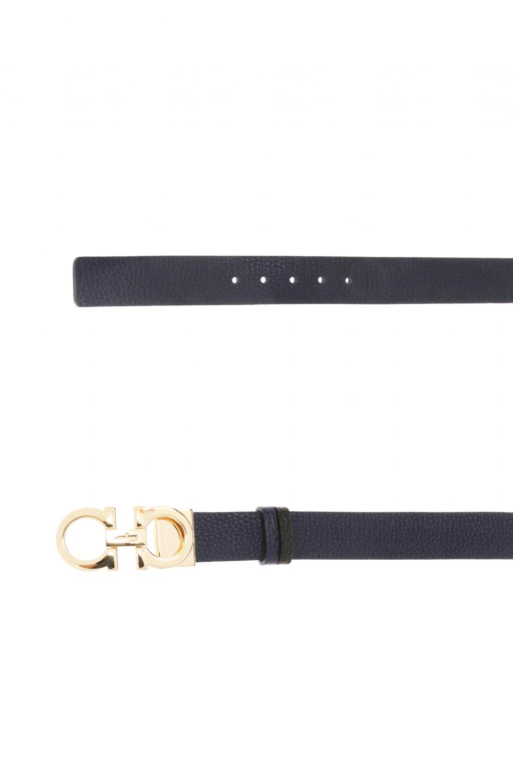 Shop Ferragamo Reversible Belt In Mirto/nero