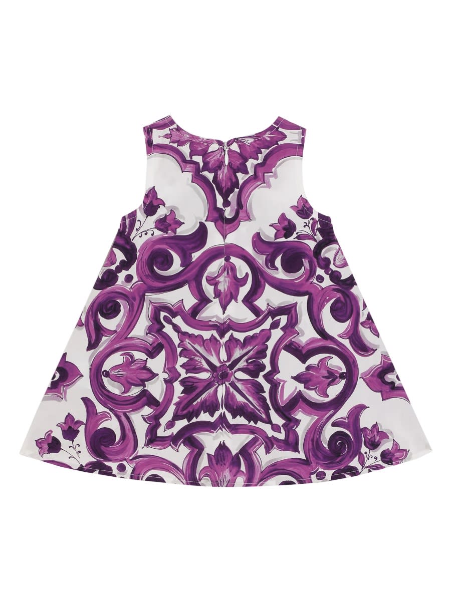 Dolce & Gabbana Cotton Printed Dress In Purple