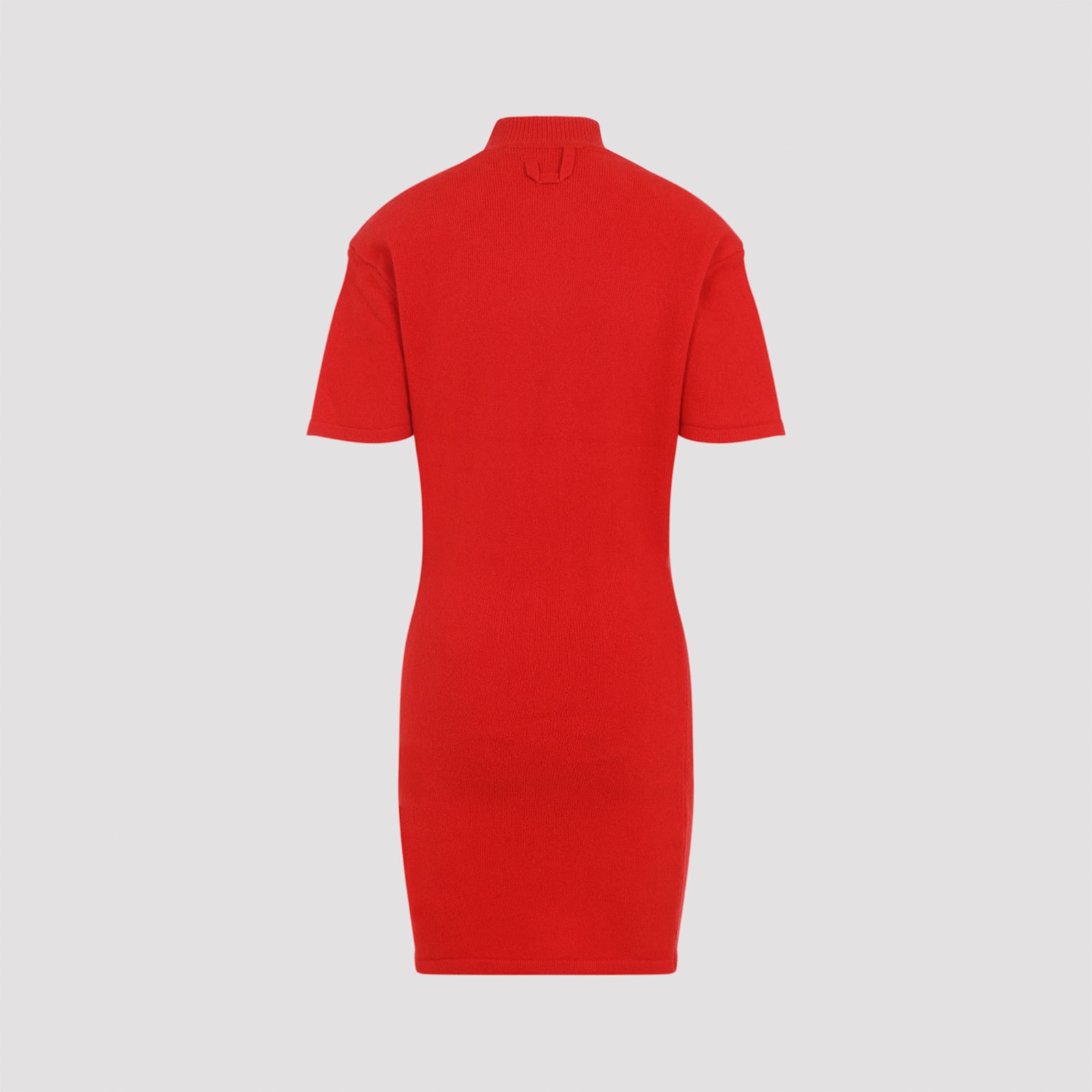 Jacquemus Womens Red La Robe Maille High-neck Wool Mini Dress In Red