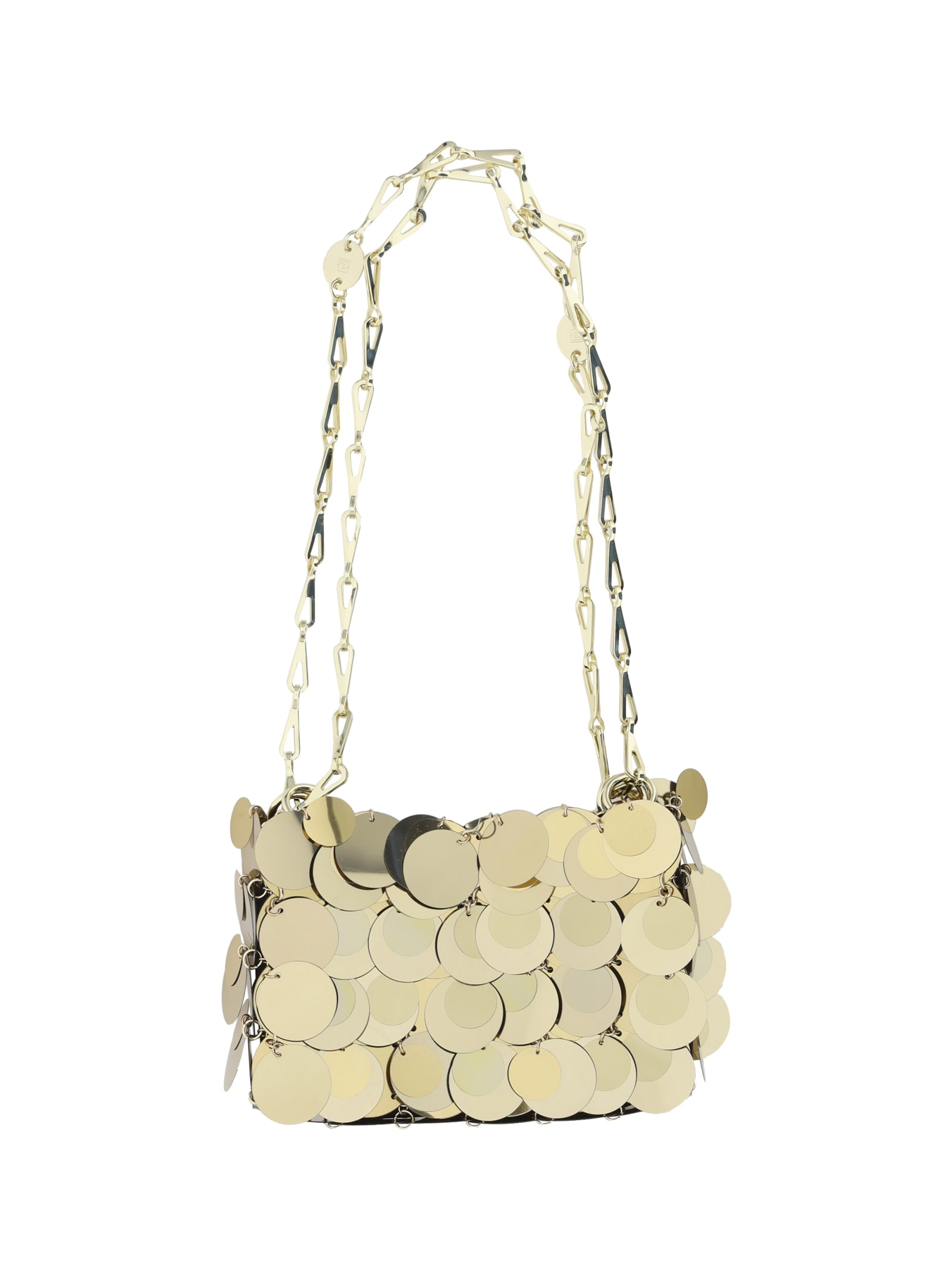 Shop Rabanne Sparkle Nano Shoulder Bag In Golden