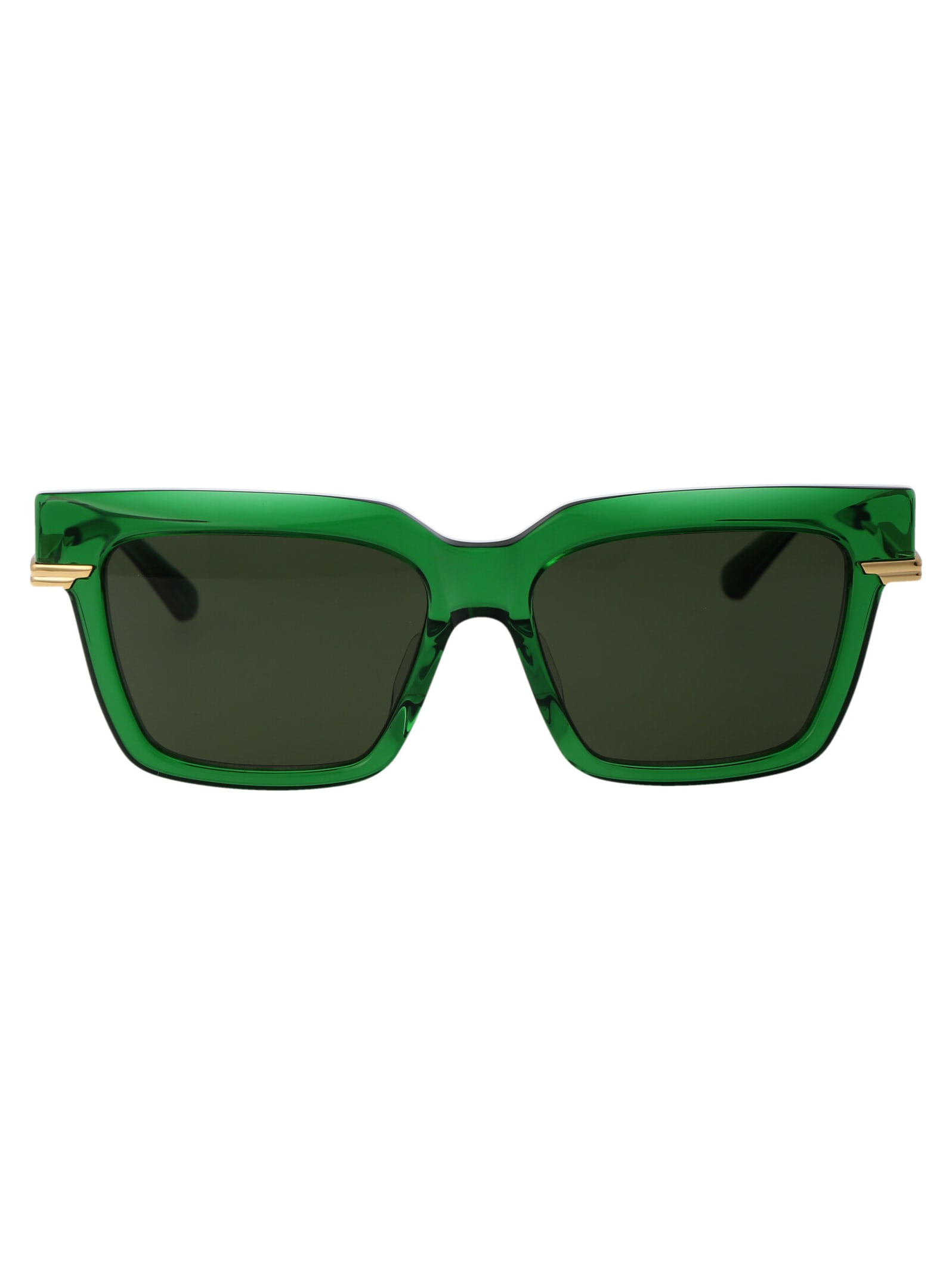 Shop Bottega Veneta Bv1242s Sunglasses In 003 Green Gold Green