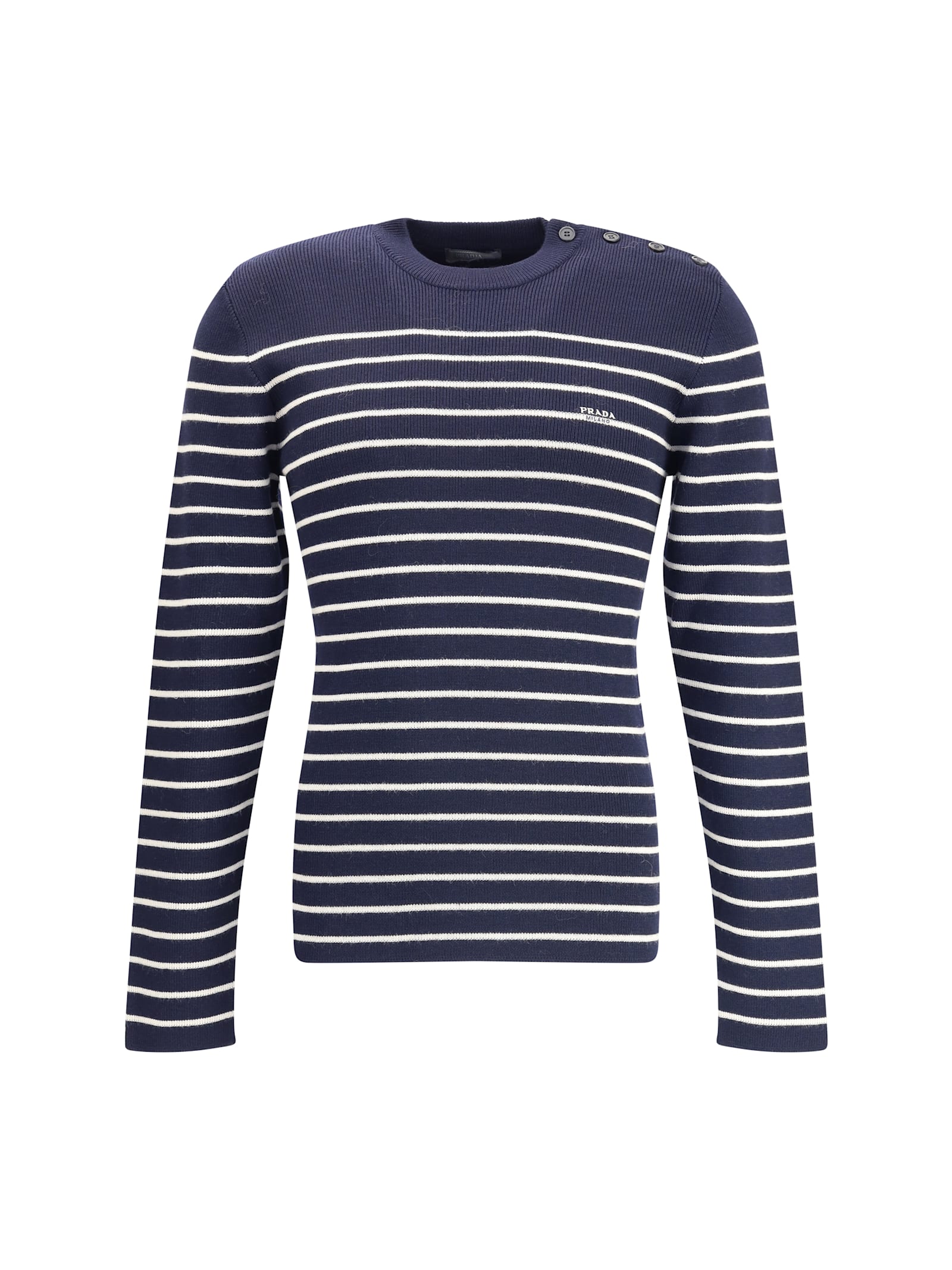 Prada Men Striped Sweater In Blue