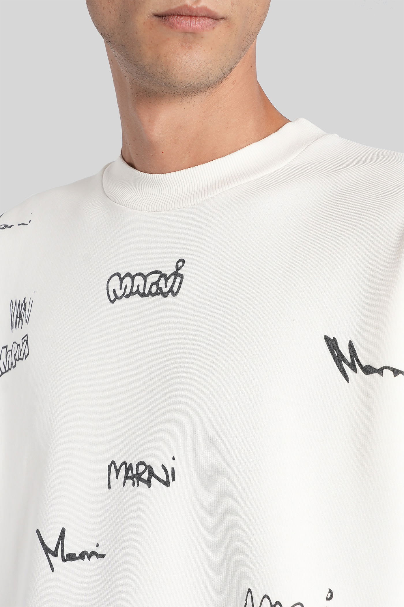 Marni Long Sleeve Crewneck Sweatshirt In Neutral