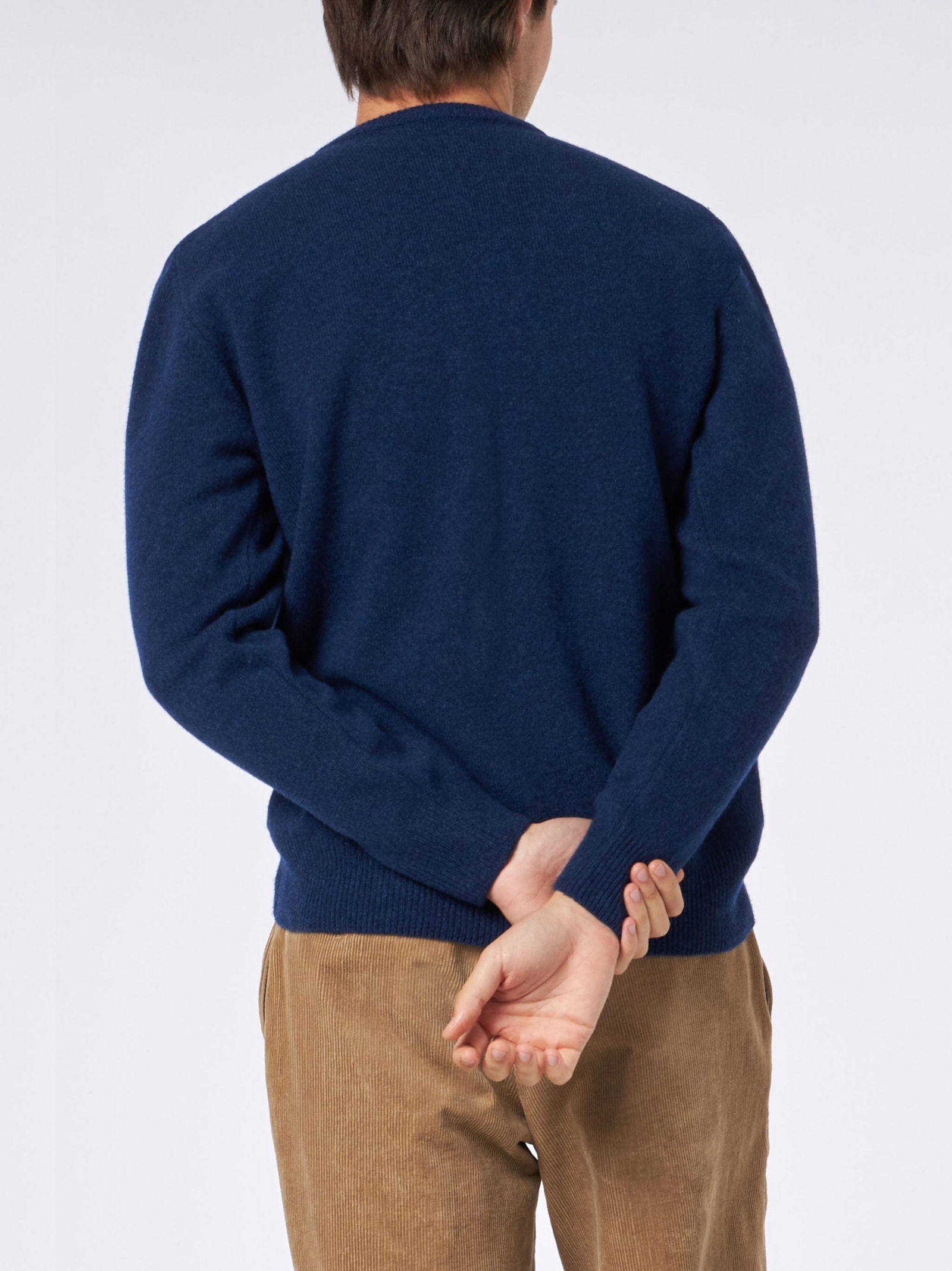 Mc2 Saint Barth Man Crewneck Blue Sweater With St. Barth Embroidery In Blue