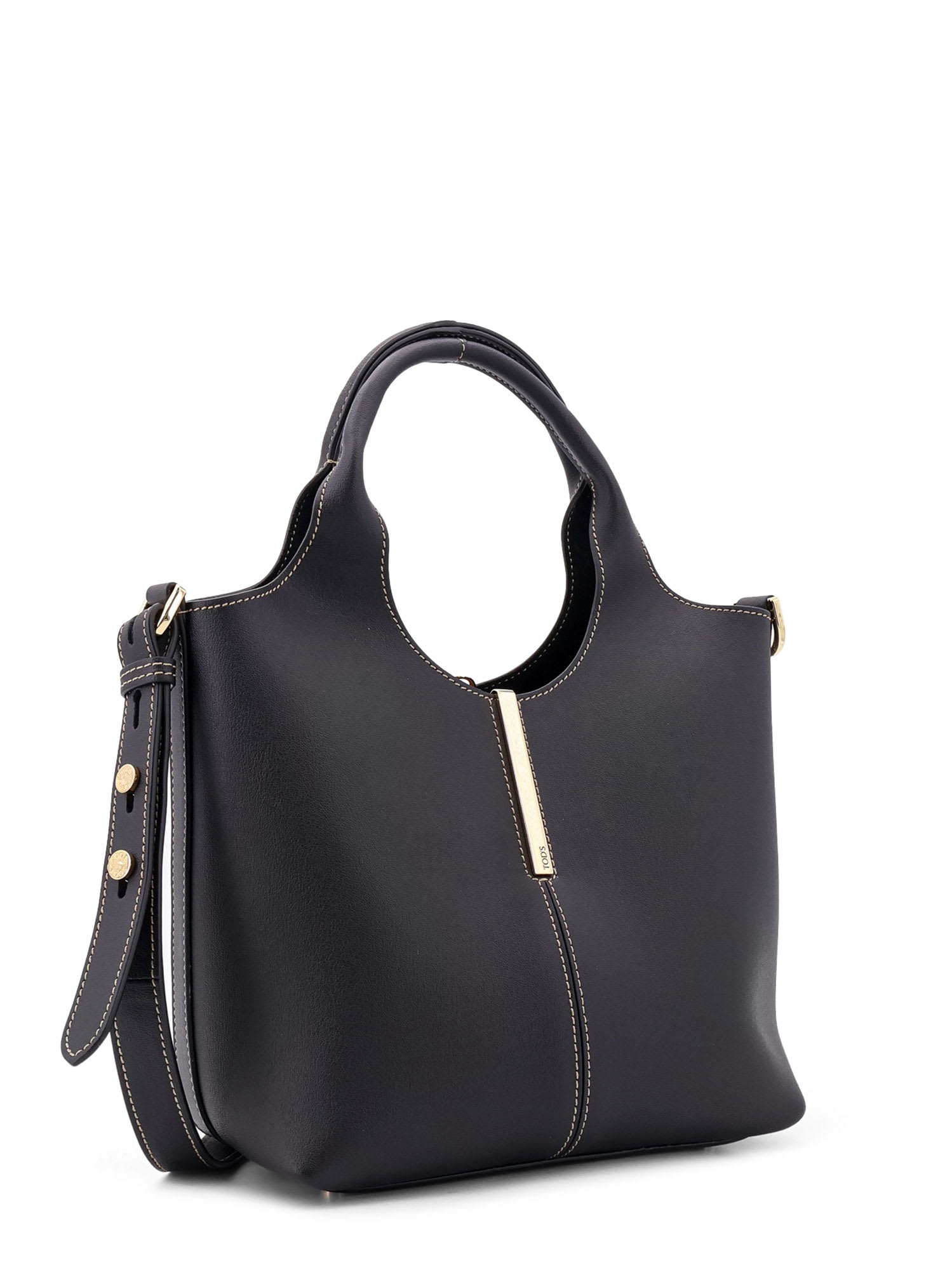 Tod's Black Shoulder Bag With Metal Bar With Logo In Leather Woman In Black