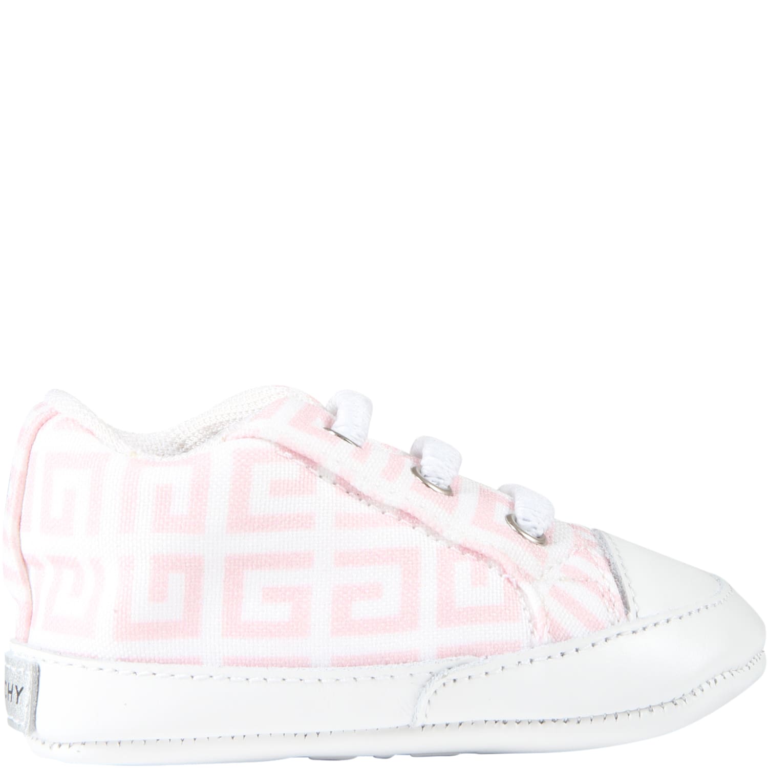 Givenchy White Sneakers For Baby Girl With Pink Logo